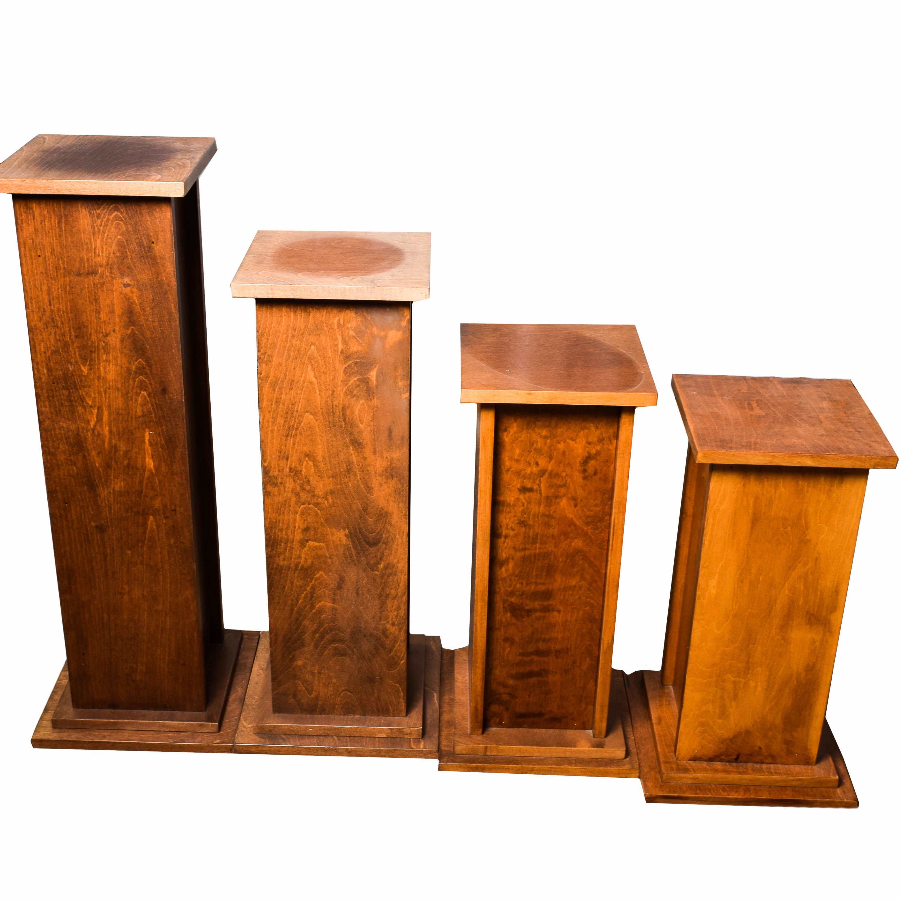 Set of Mid Century Wooden Pedestals in Graduated Sizes