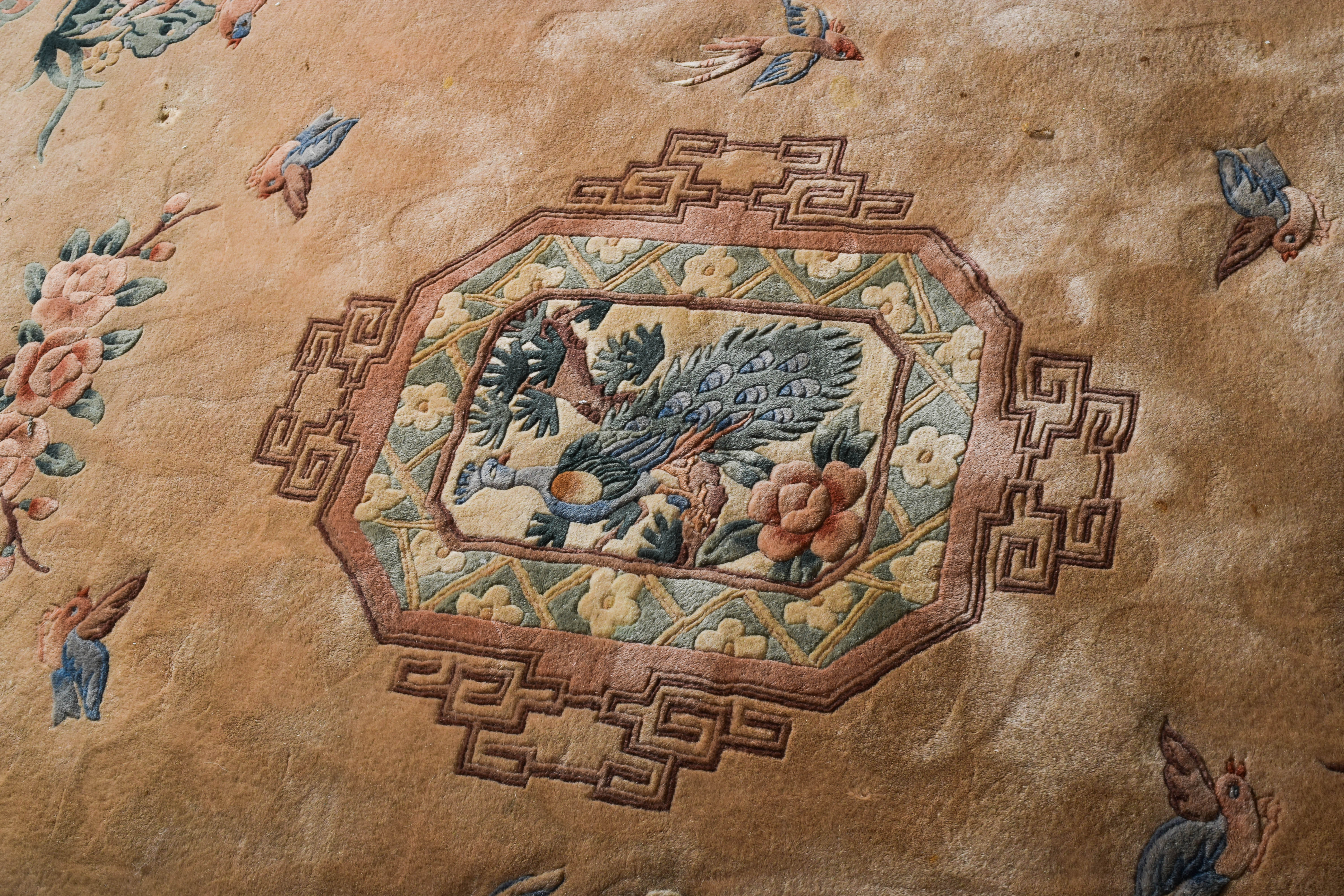 Vintage Carved Chinese Area Rug