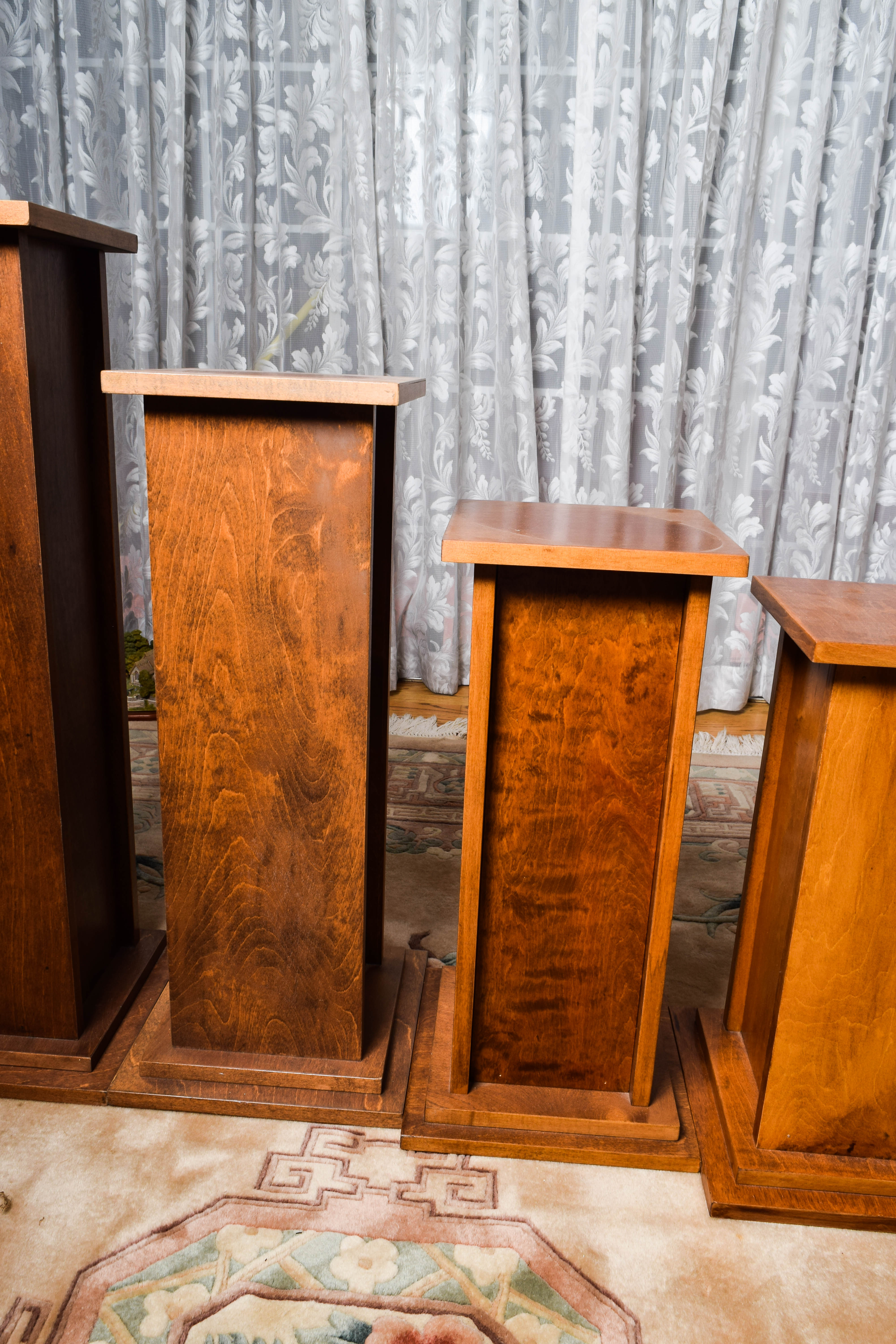 Set of Mid Century Wooden Pedestals in Graduated Sizes