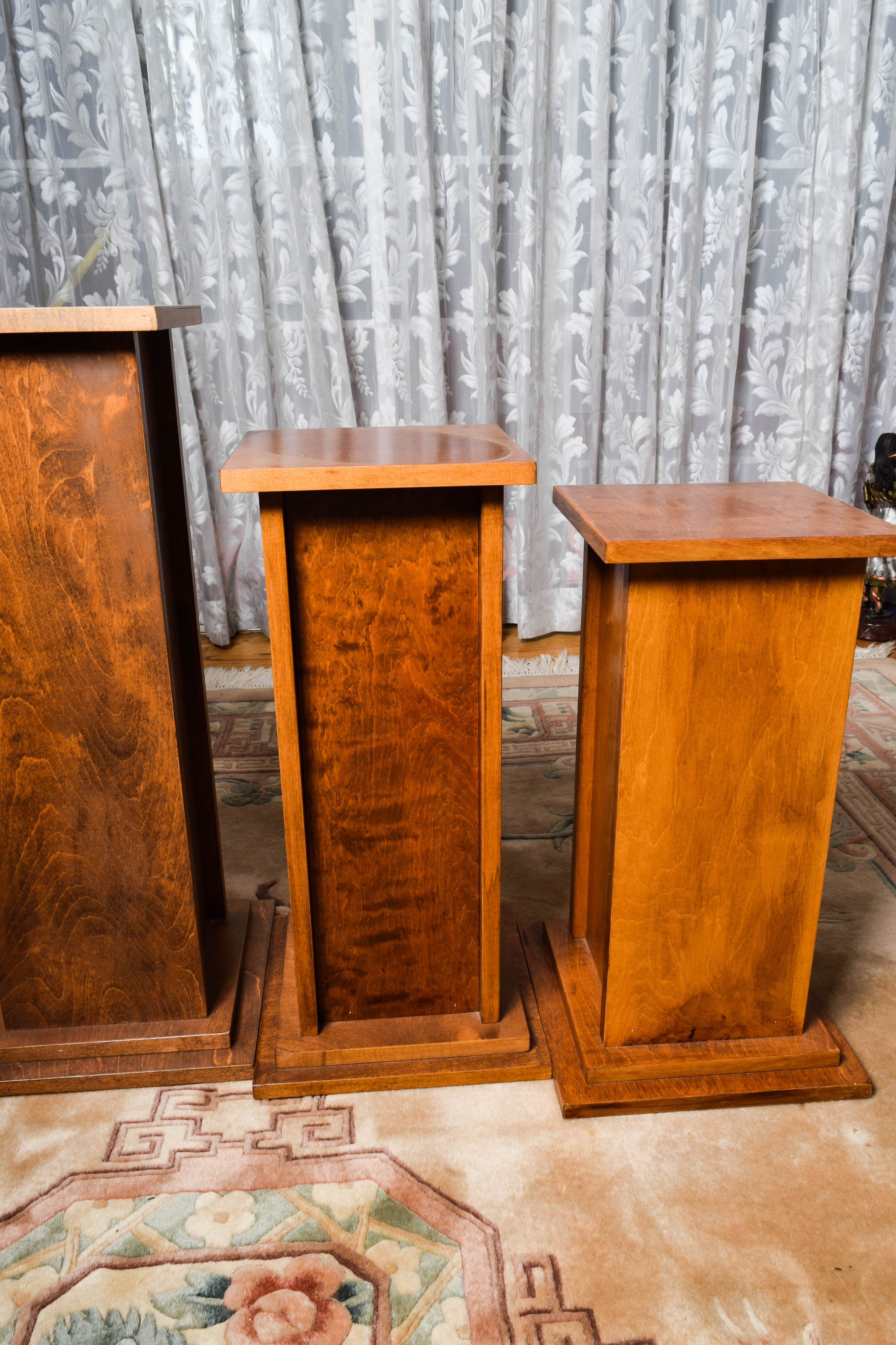Set of Mid Century Wooden Pedestals in Graduated Sizes