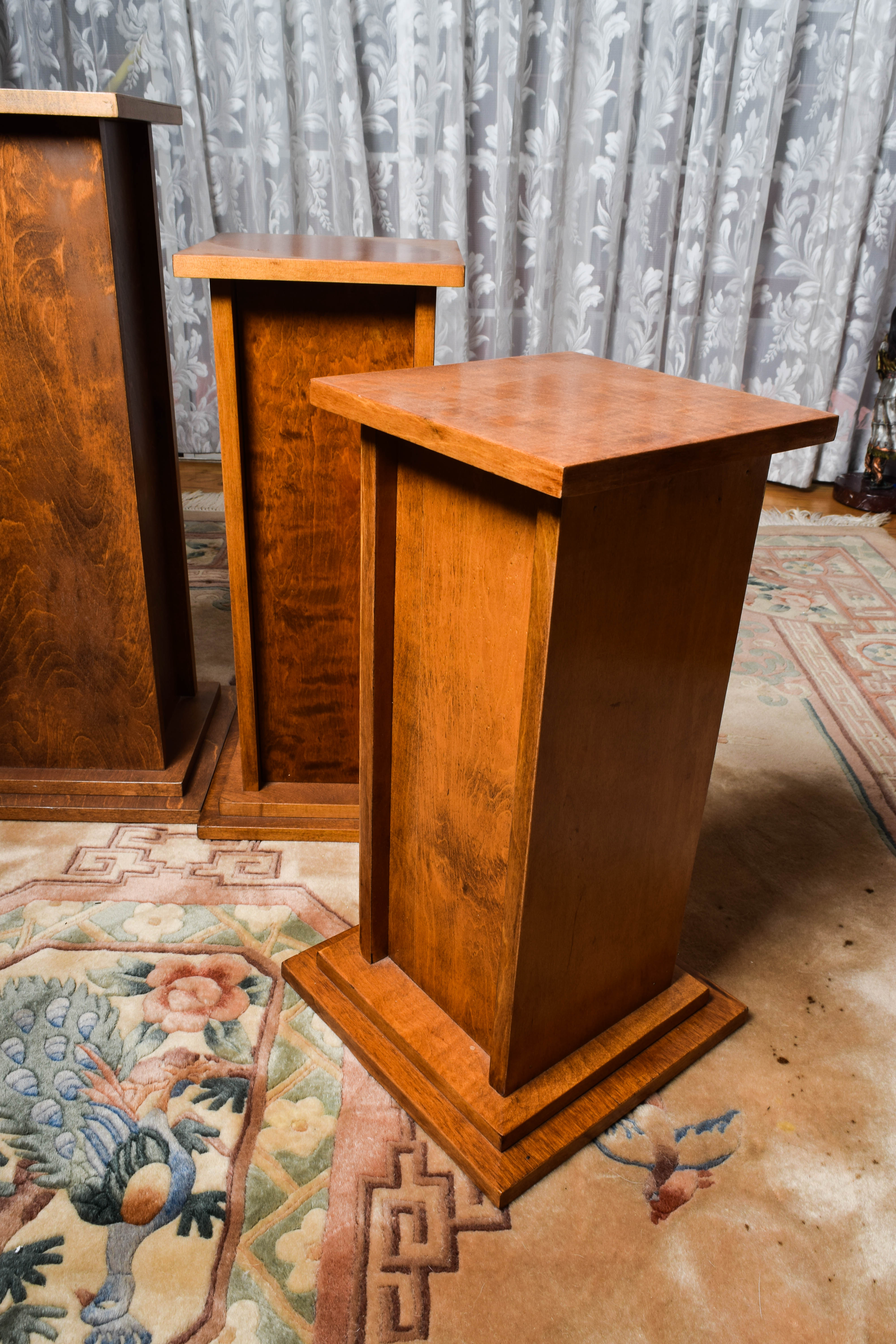Set of Mid Century Wooden Pedestals in Graduated Sizes