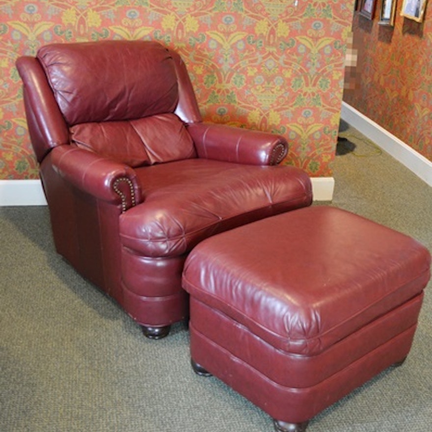 Bradington Young Leather Recliner and Ottoman