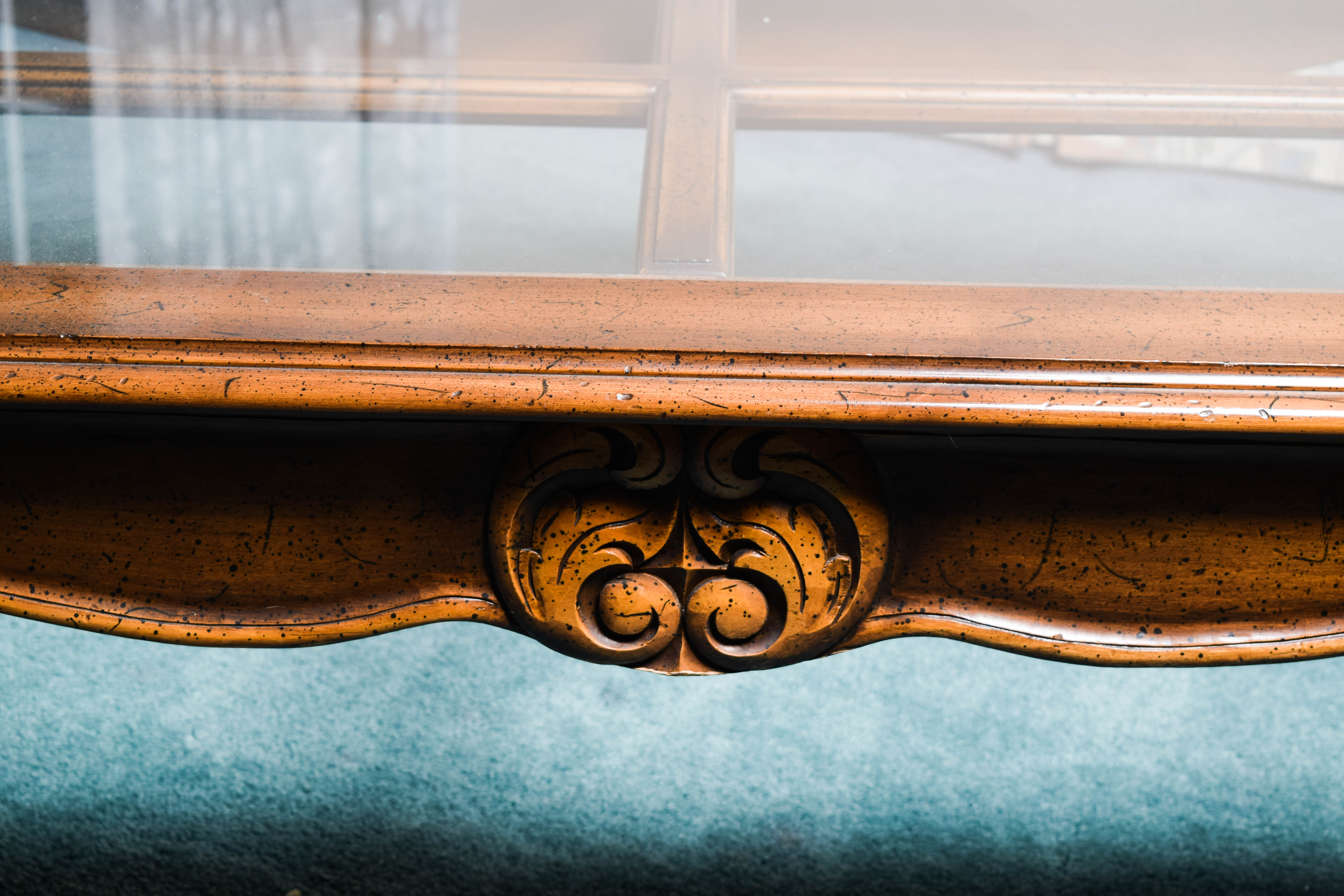 Vintage Wood and Glass Top Coffee Table