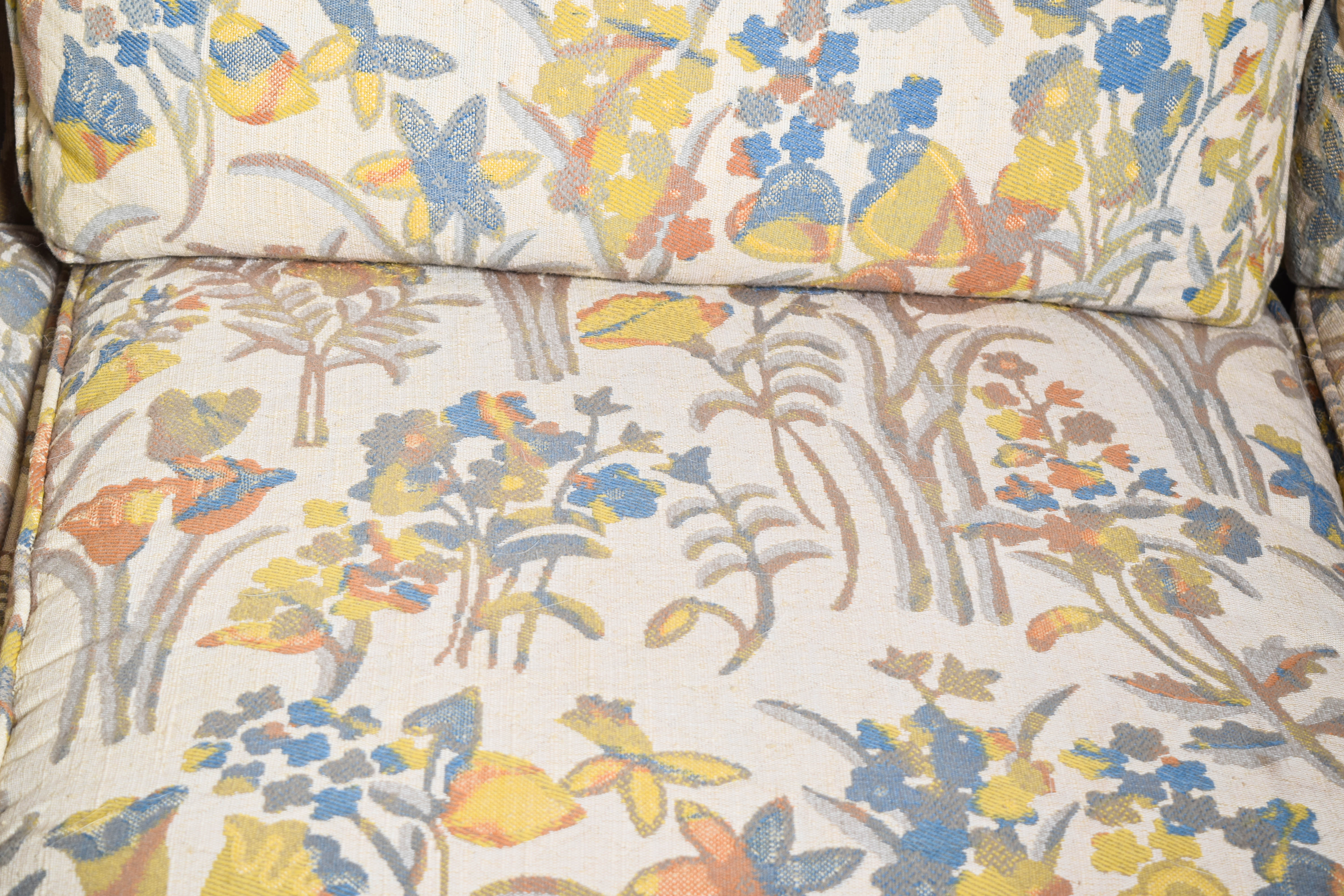 Vintage Floral Print Sectional Sofa with Ottoman