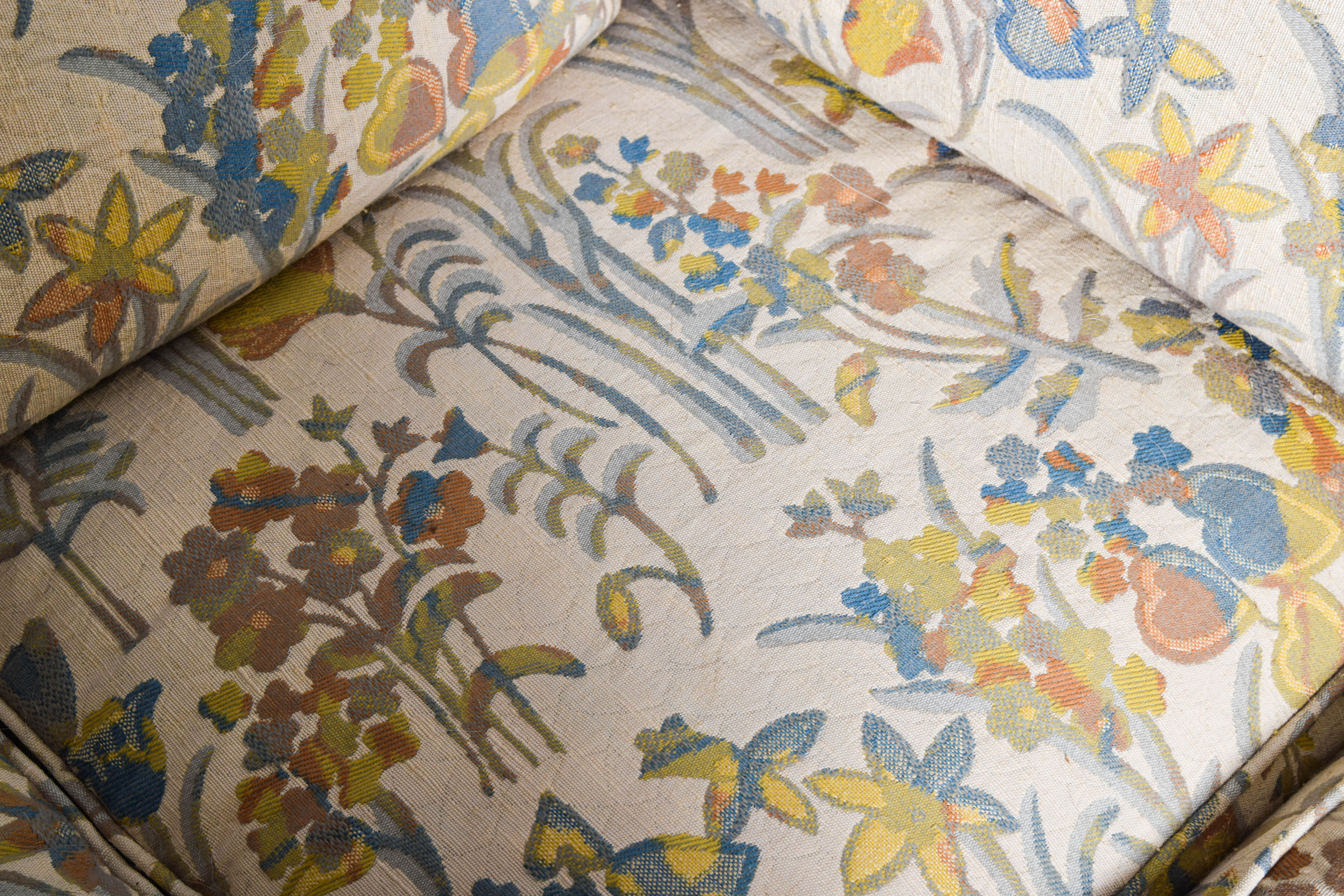 Vintage Floral Print Sectional Sofa with Ottoman