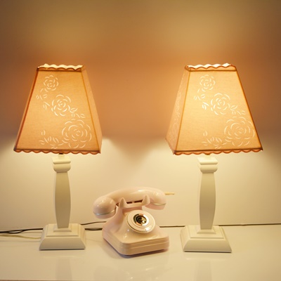 Pottery Barn Pink Grand Phone and Two Table Lamps
