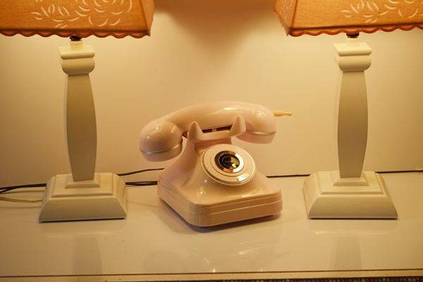 Pottery Barn Pink Grand Phone and Two Table Lamps