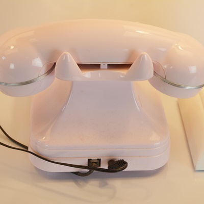 Pottery Barn Pink Grand Phone and Two Table Lamps