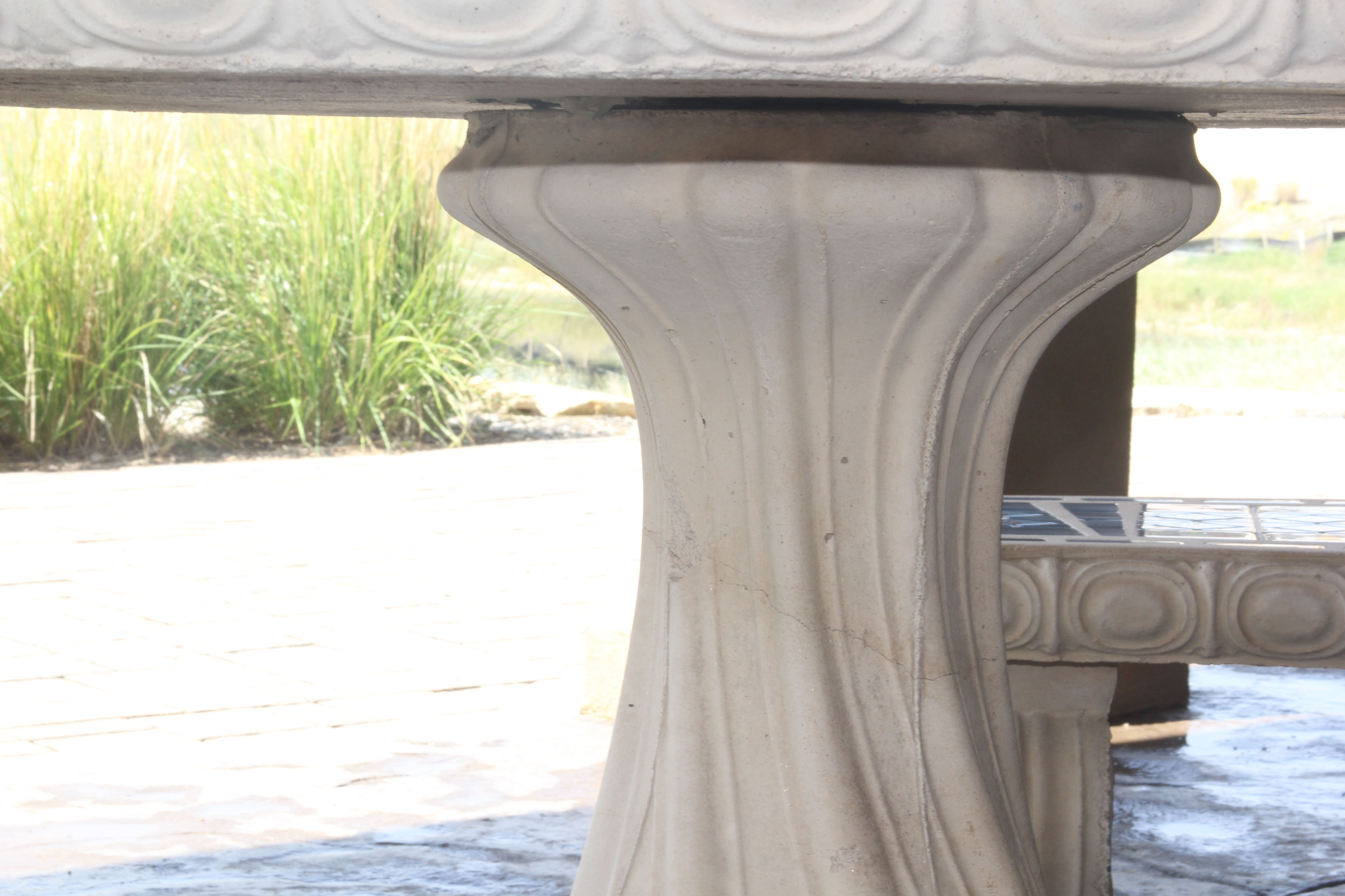 Ceramic Blue Mosaic Tile Outdoor Table and Benches