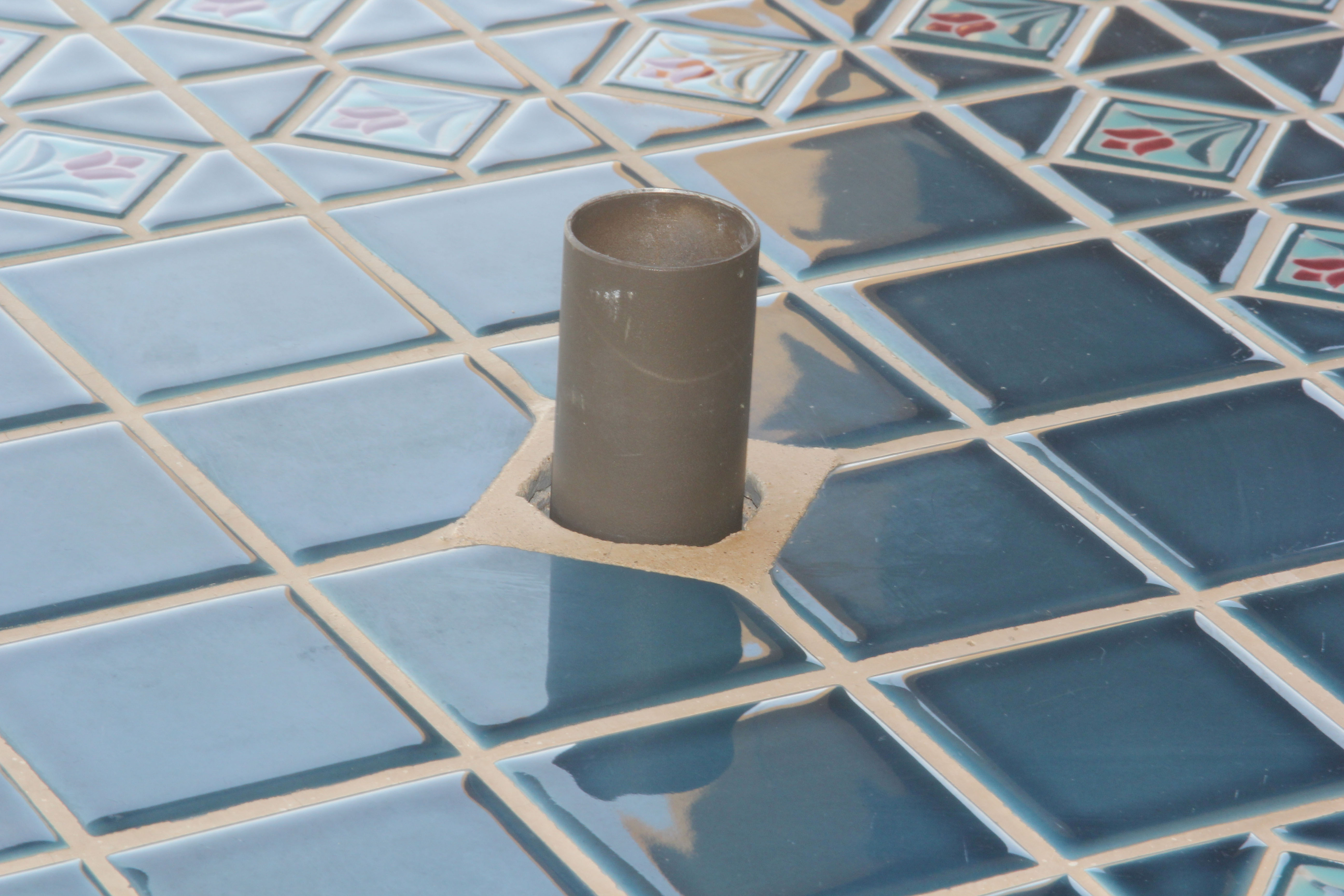 Ceramic Blue Mosaic Tile Outdoor Table and Benches
