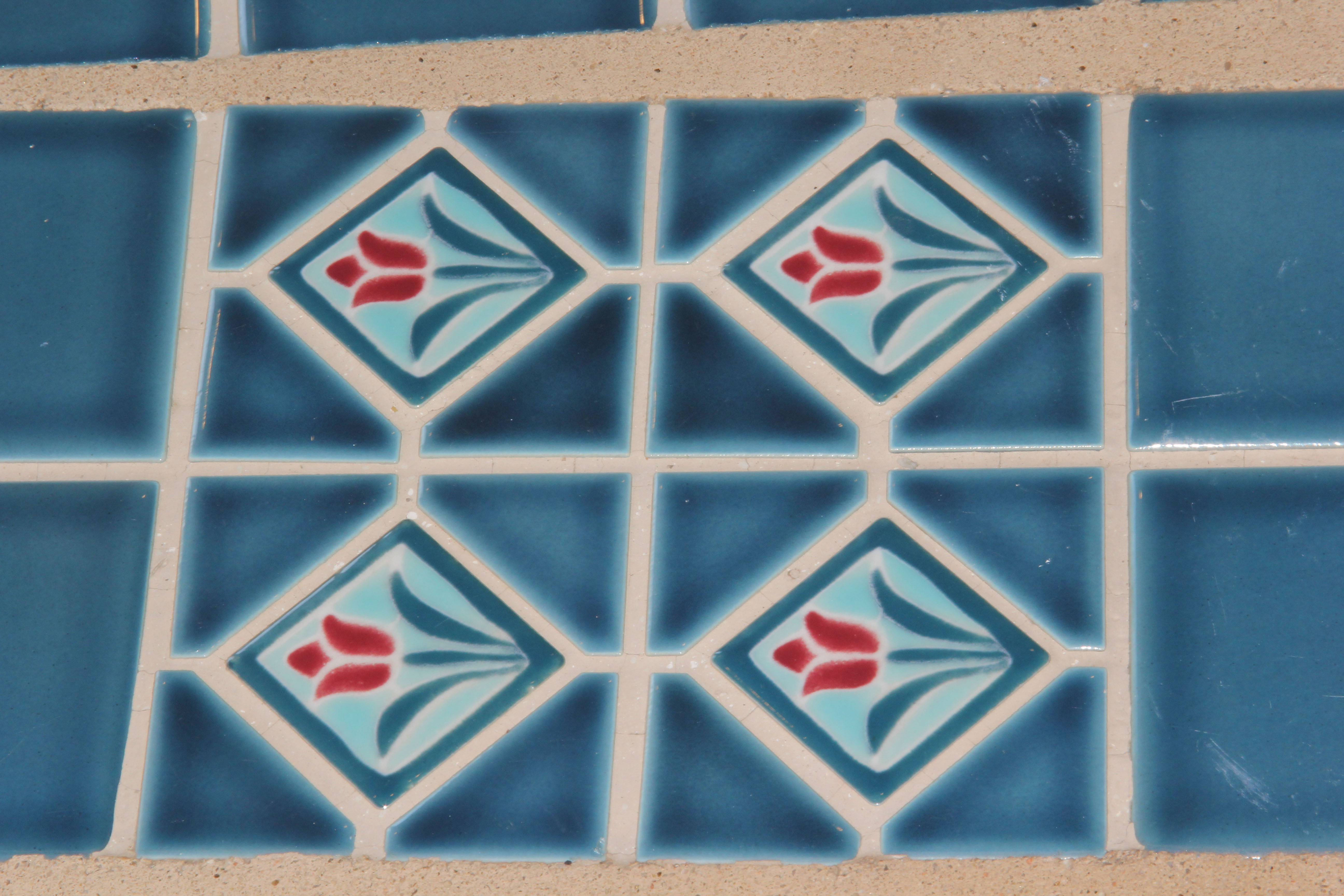 Ceramic Blue Mosaic Tile Outdoor Table and Benches