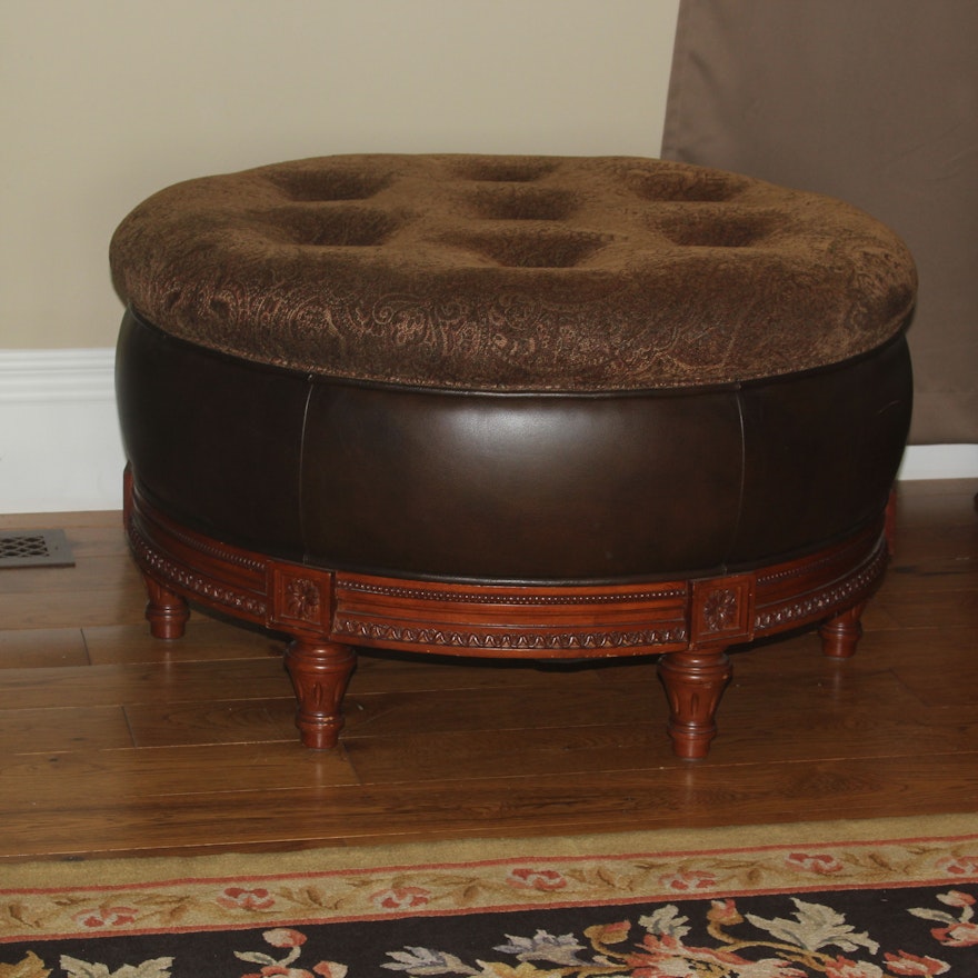 Louis XVI Inspired Tufted Ottoman by Bombay Company