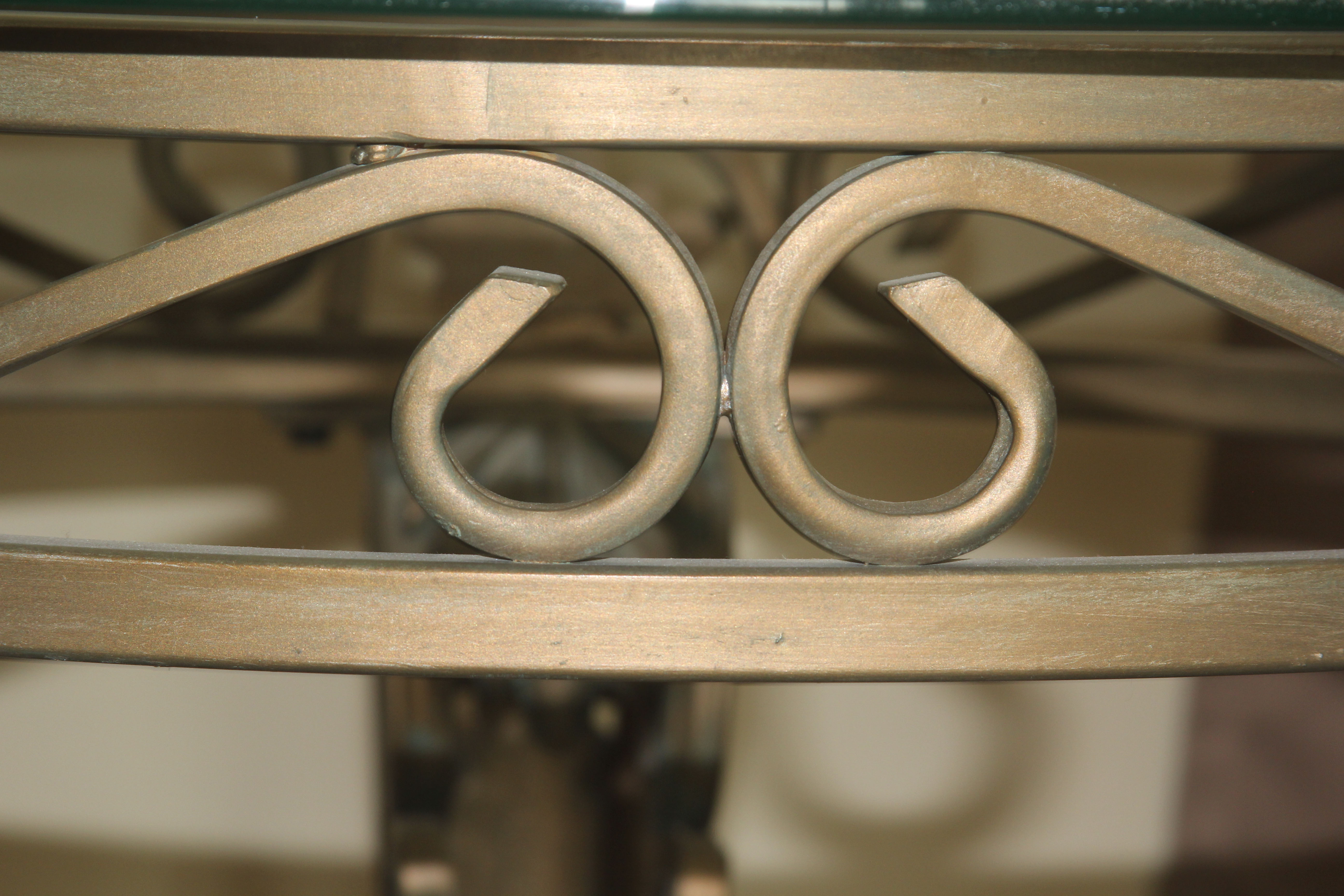 Neoclassical Inspired Glass Top Side Table