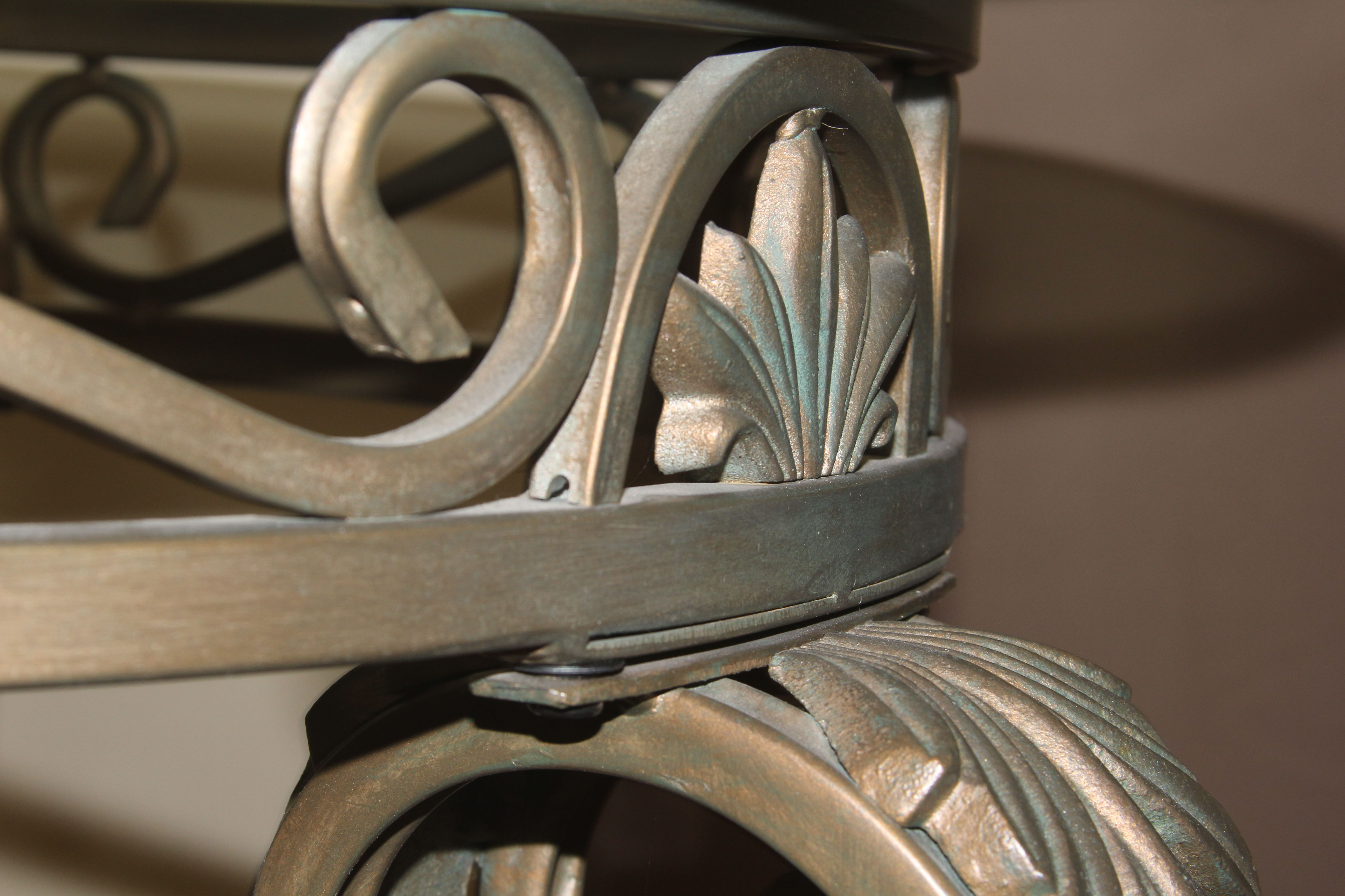 Neoclassical Inspired Glass Top Side Table
