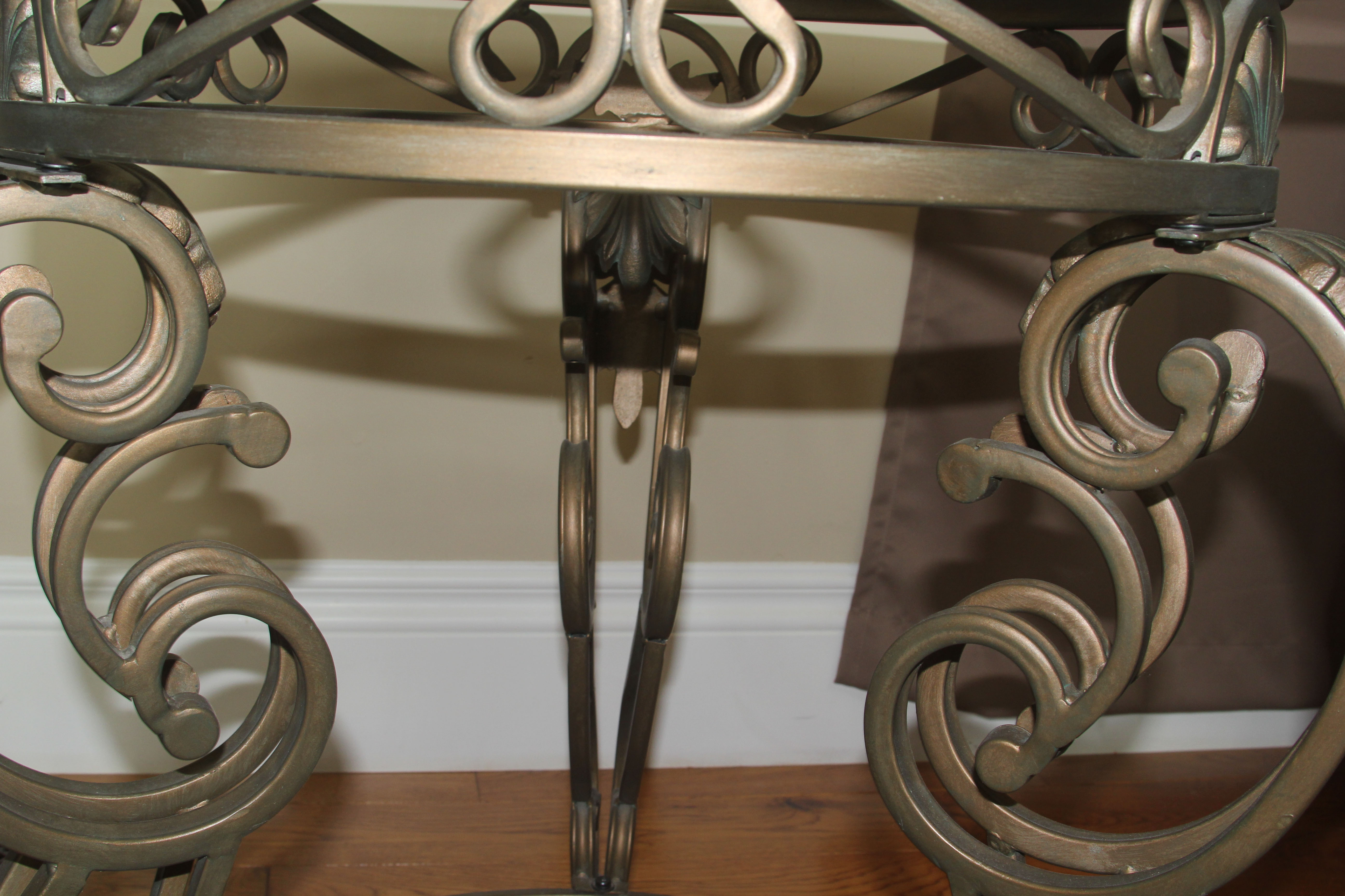 Neoclassical Inspired Glass Top Side Table