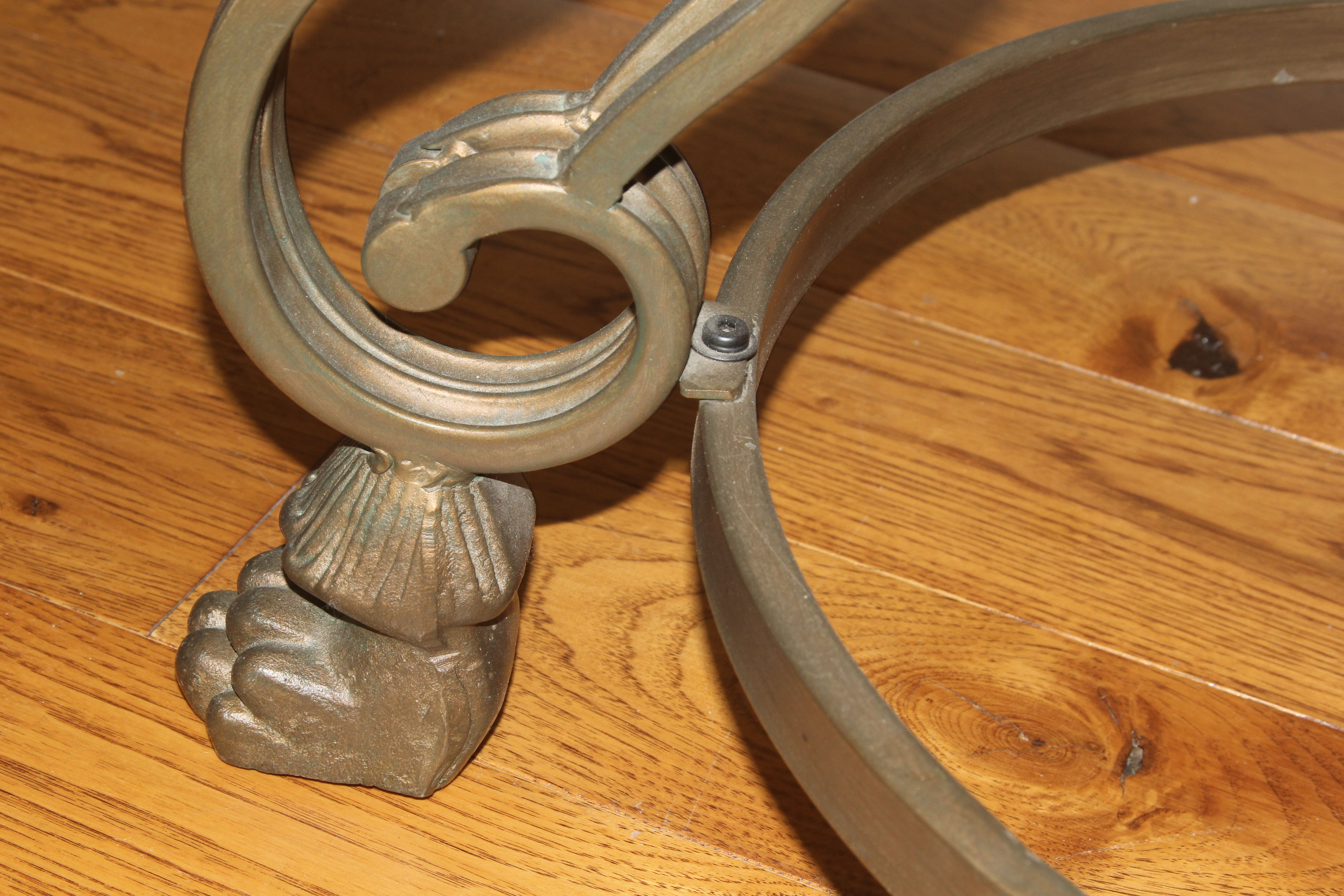 Neoclassical Inspired Glass Top Side Table