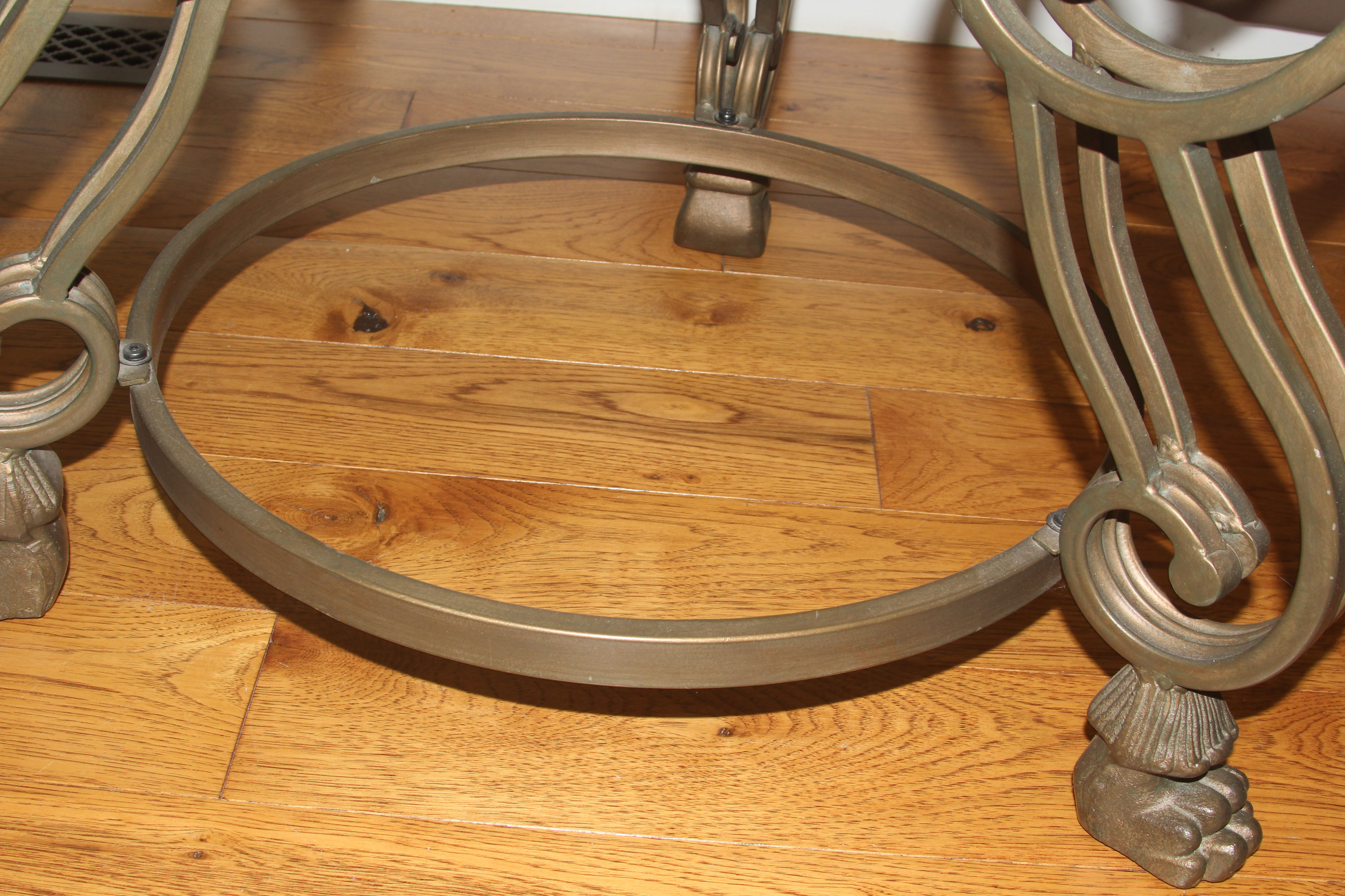 Neoclassical Inspired Glass Top Side Table