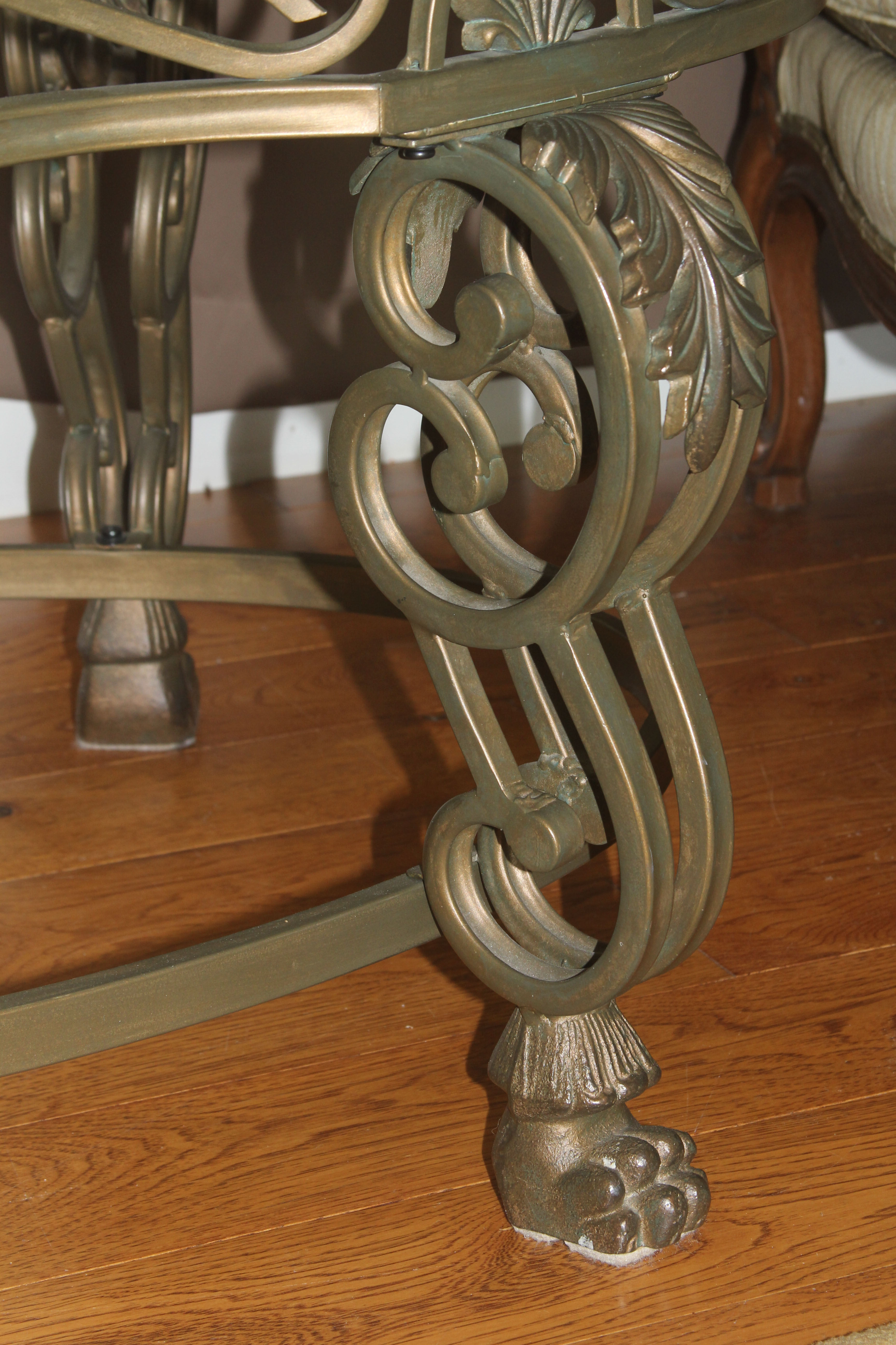 Neoclassical Inspired Glass Top Coffee Table