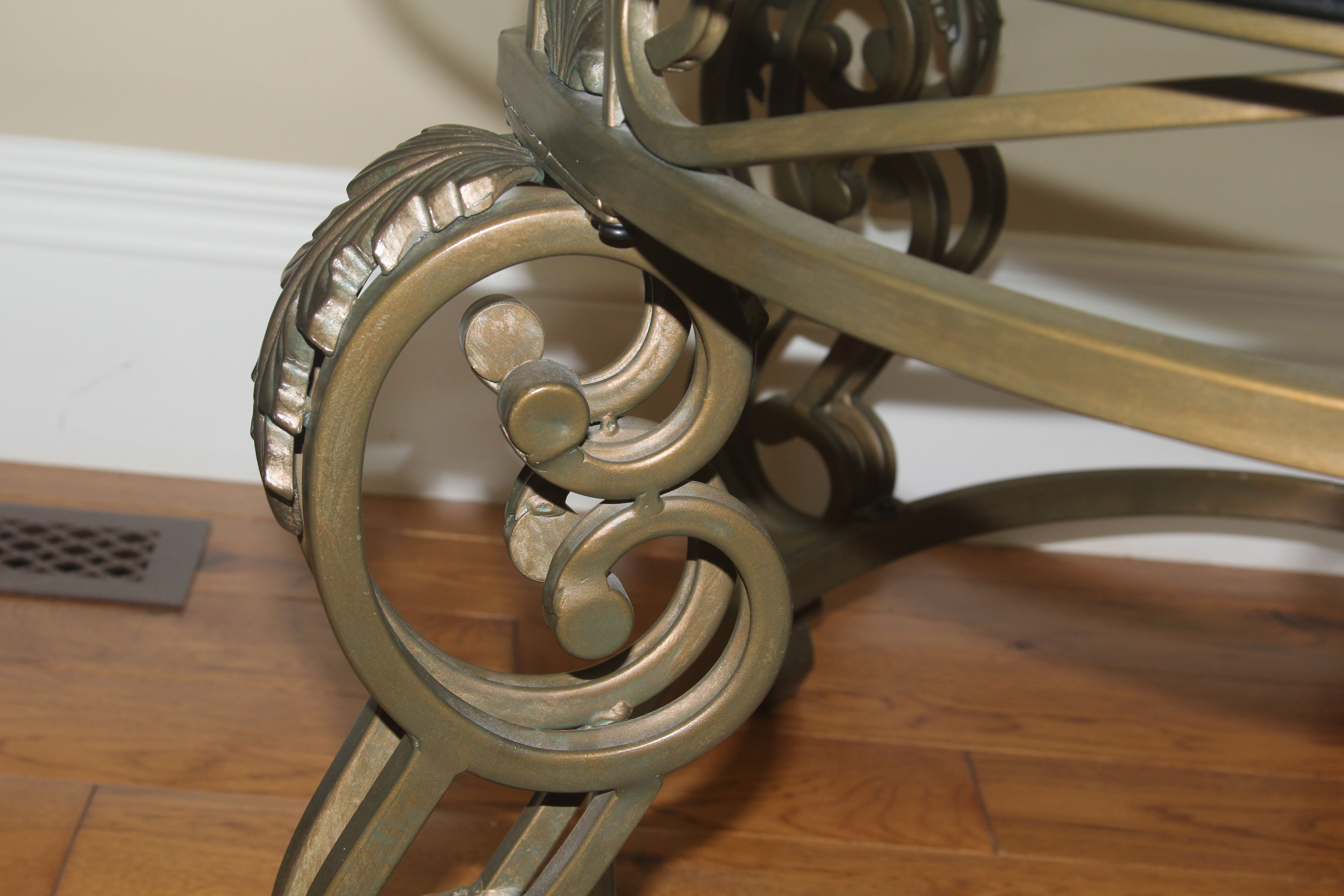 Neoclassical Inspired Glass Top Coffee Table