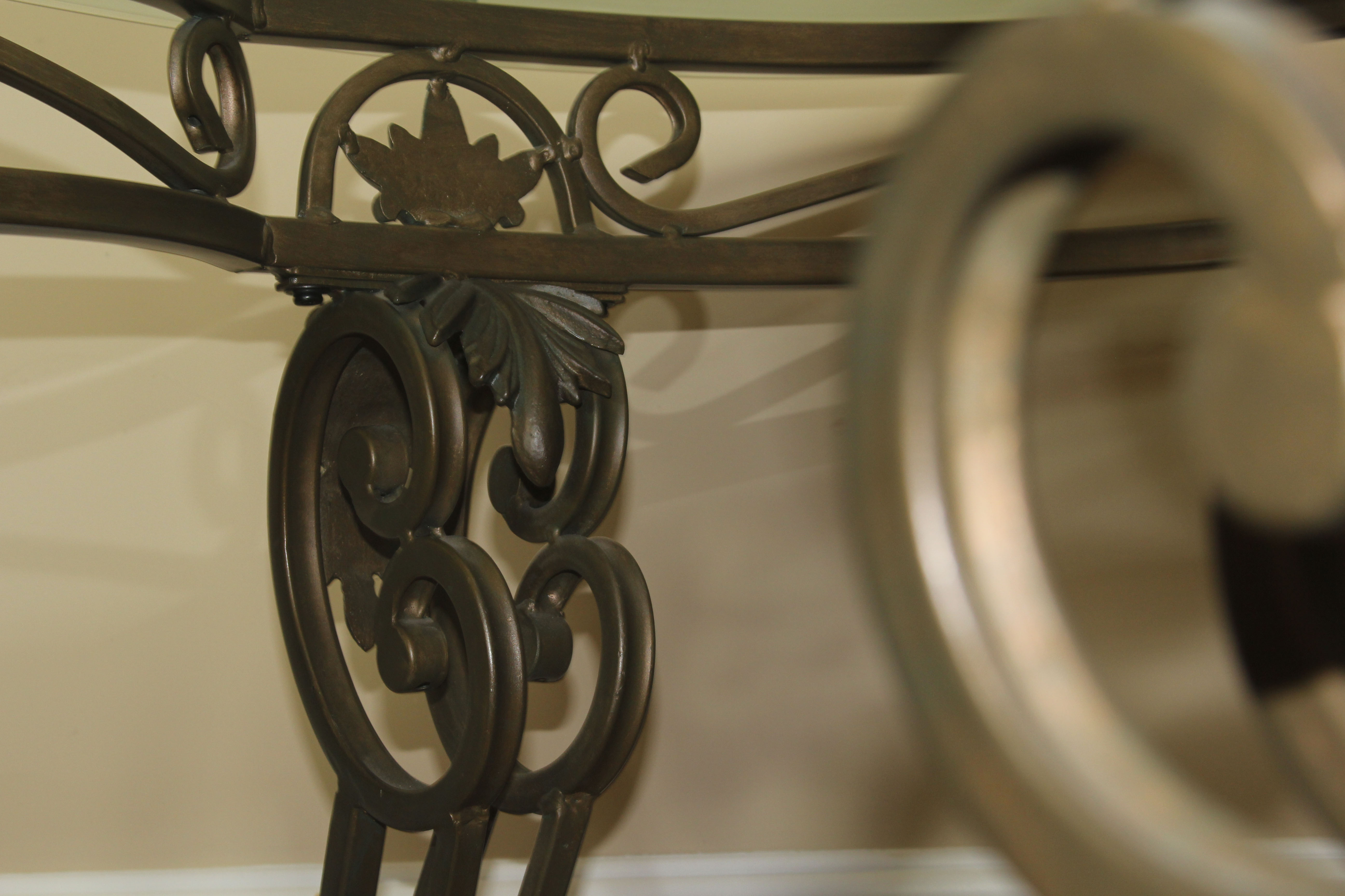 Neoclassical Inspired Glass Top Coffee Table