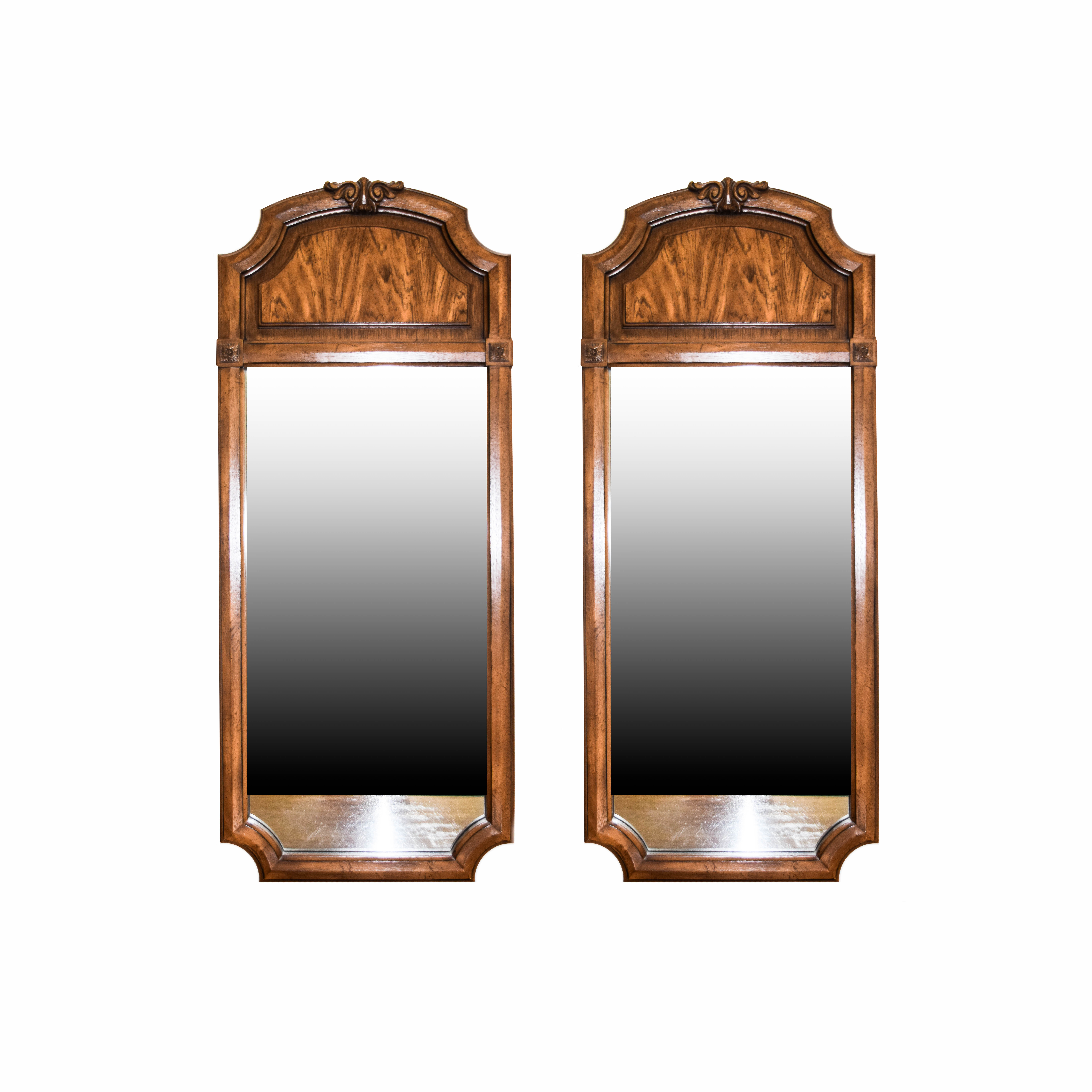 Pair of Vintage Biedermeier Style Mahogany Wall Mirrors