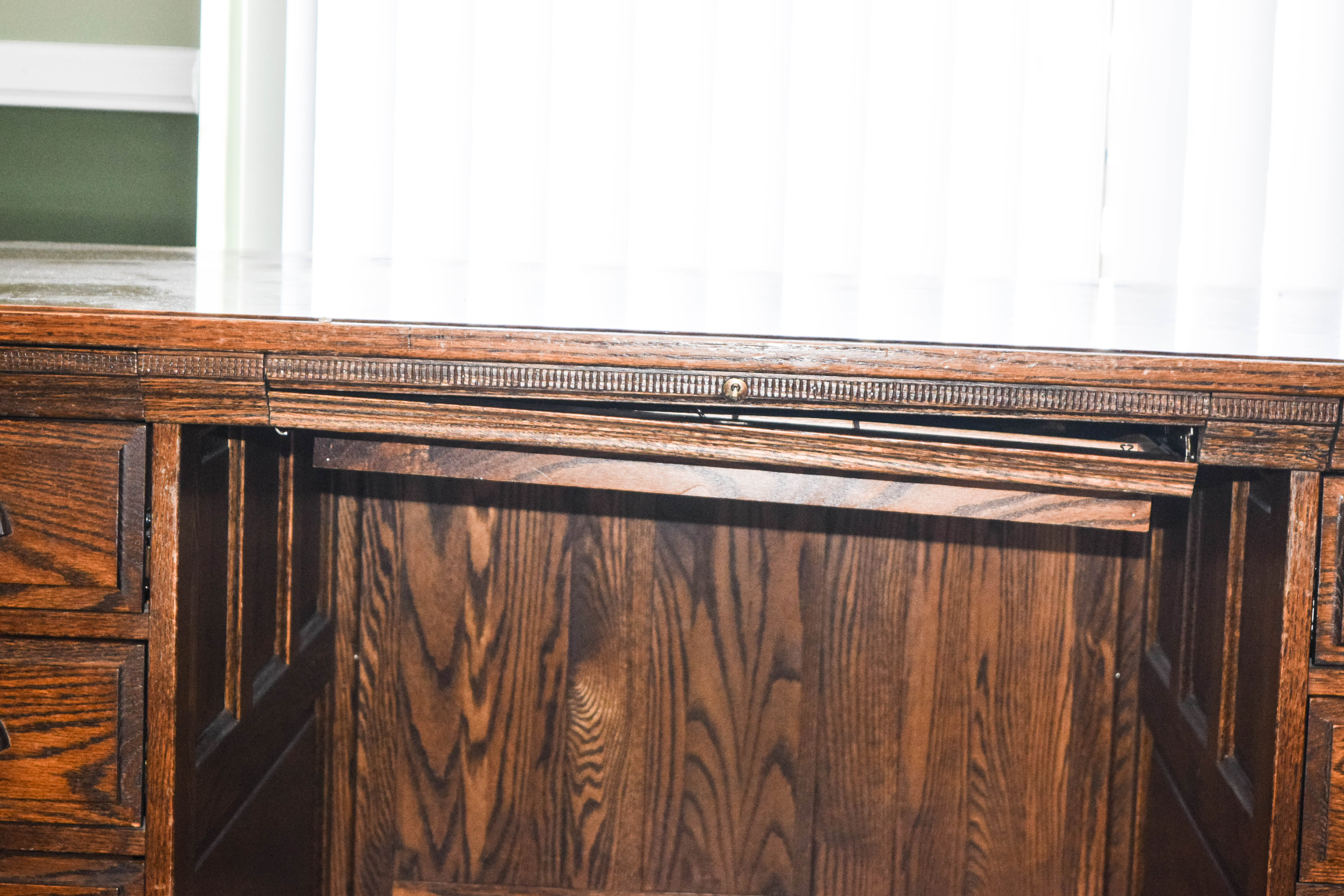 Vintage Oak Double Pedestal Desk