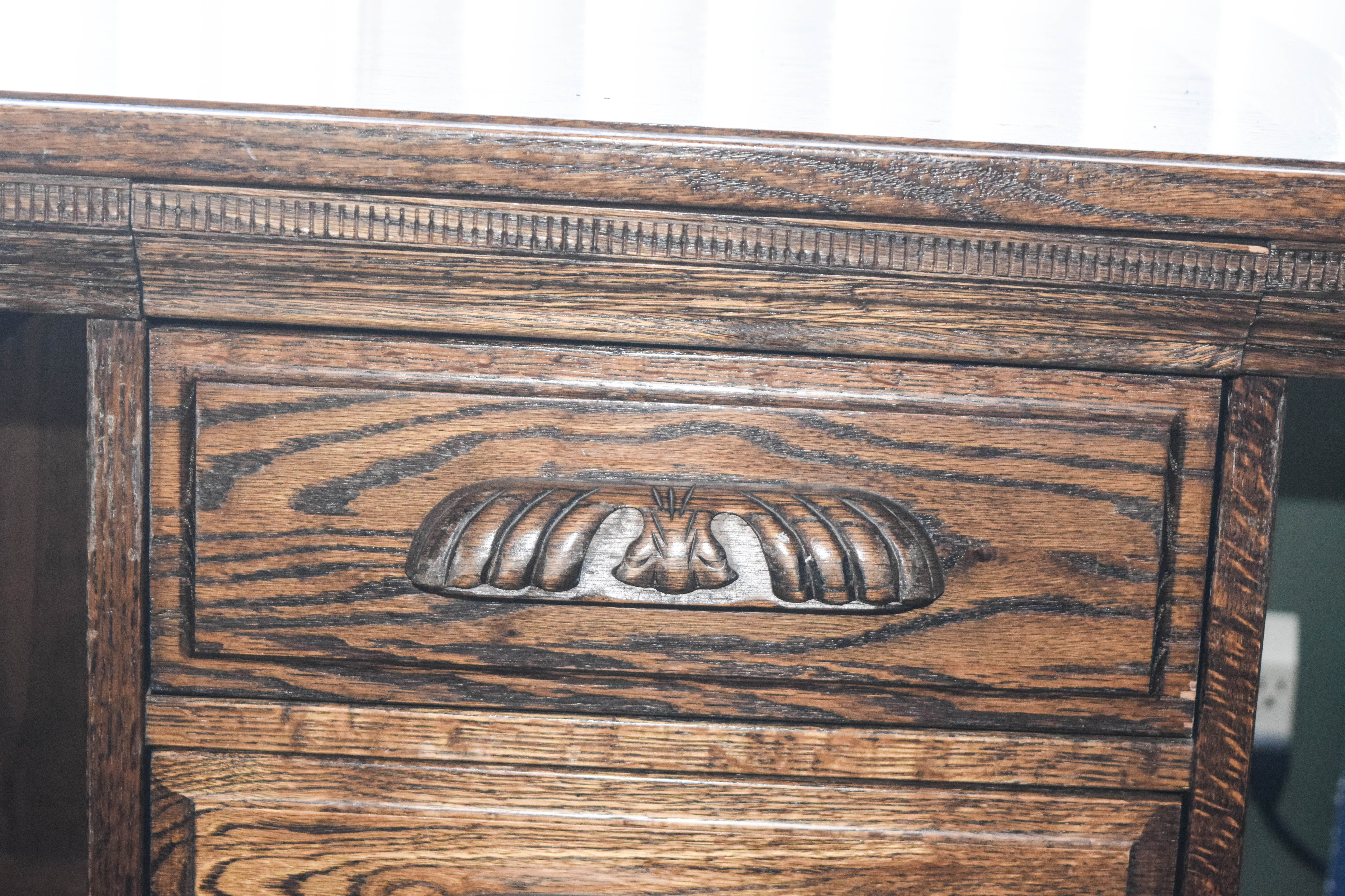 Vintage Oak Double Pedestal Desk