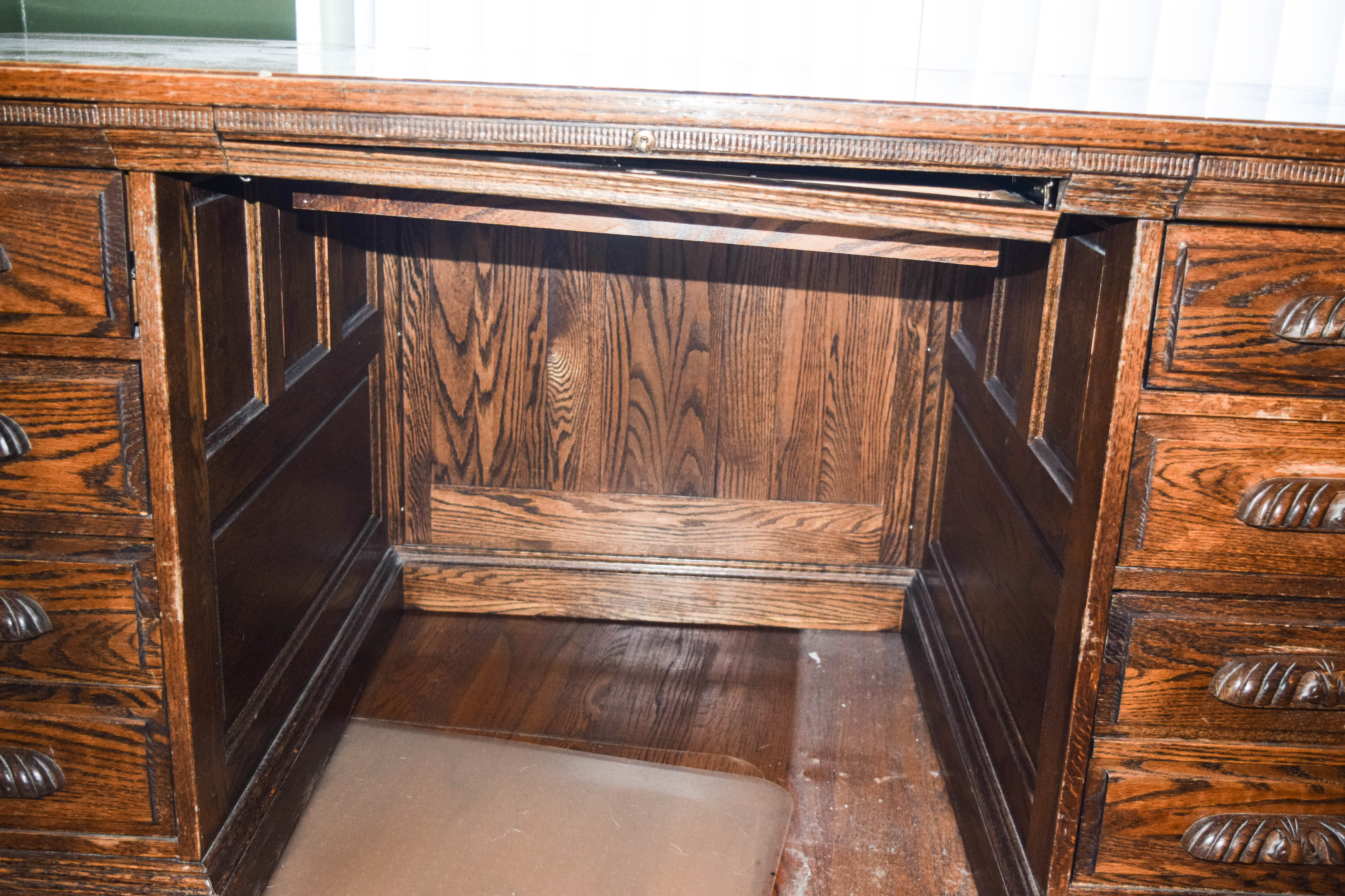 Vintage Oak Double Pedestal Desk