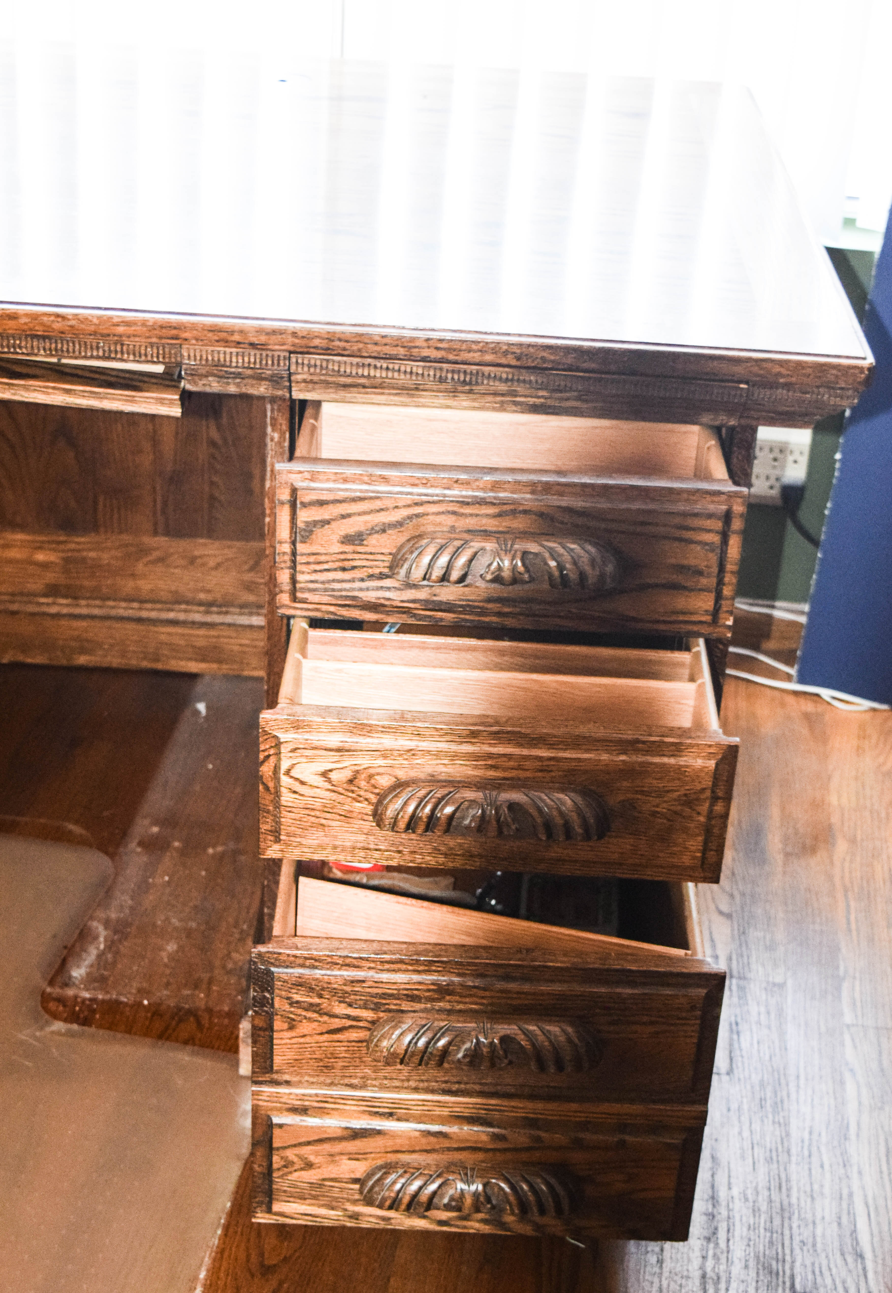 Vintage Oak Double Pedestal Desk