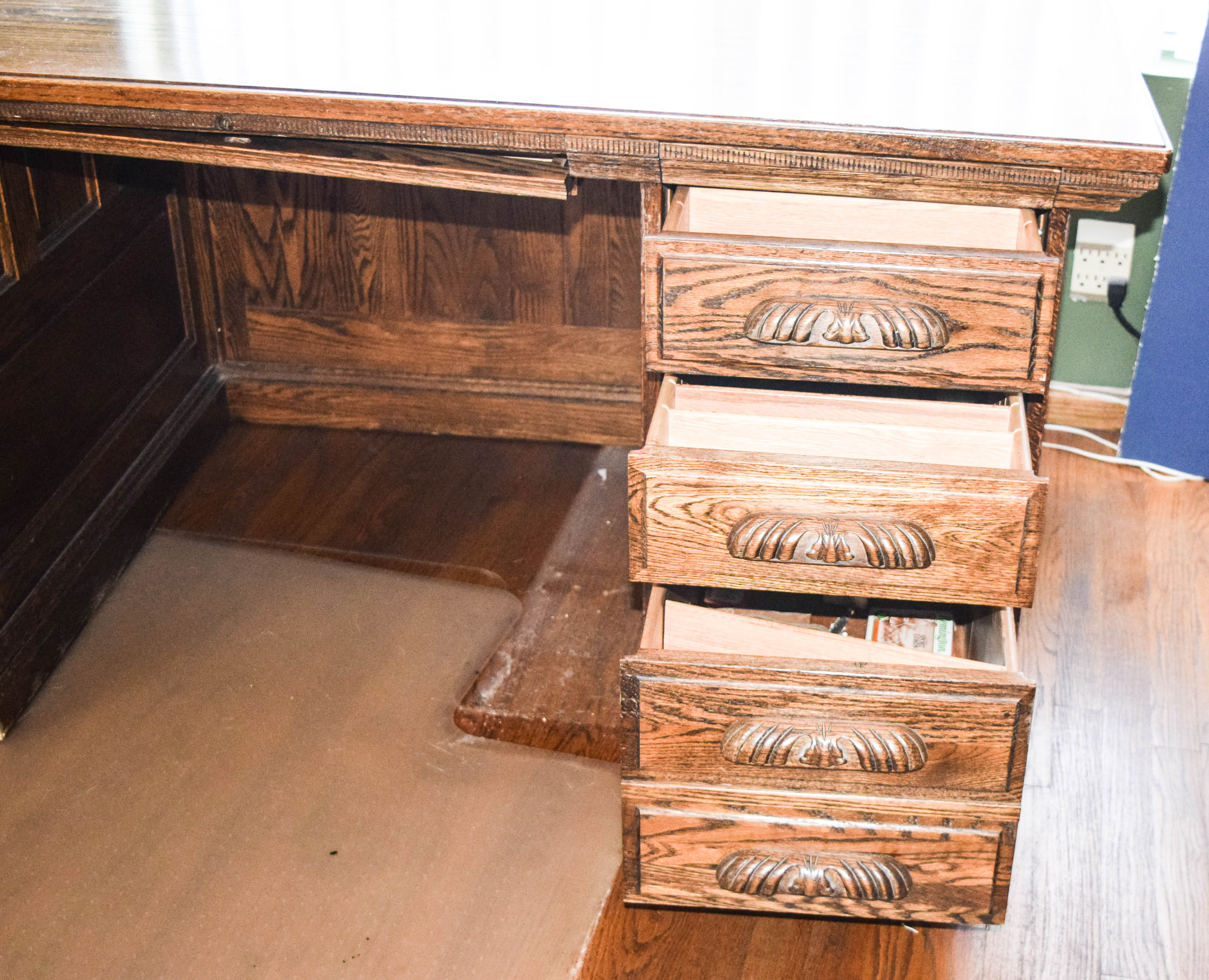 Vintage Oak Double Pedestal Desk