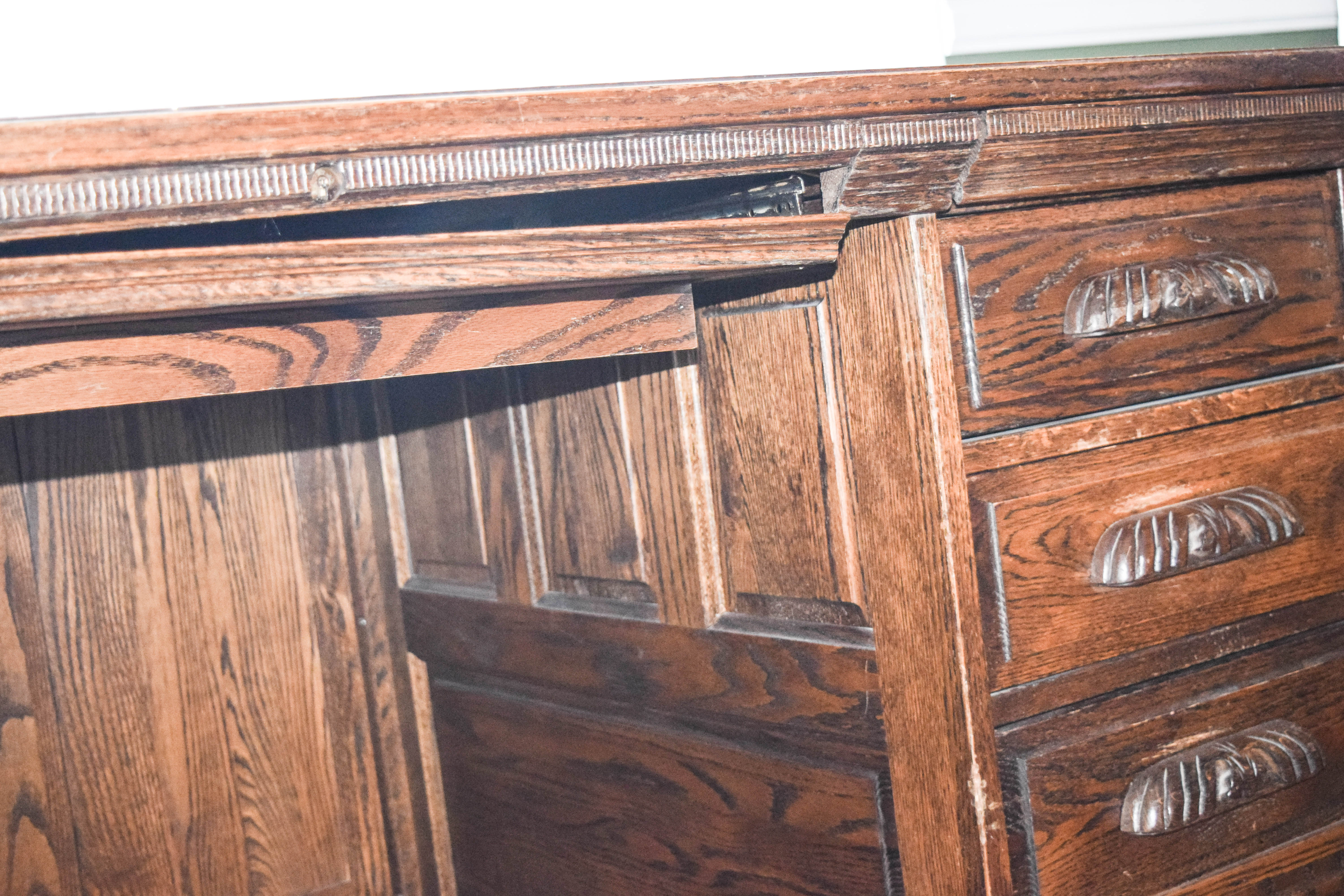 Vintage Oak Double Pedestal Desk