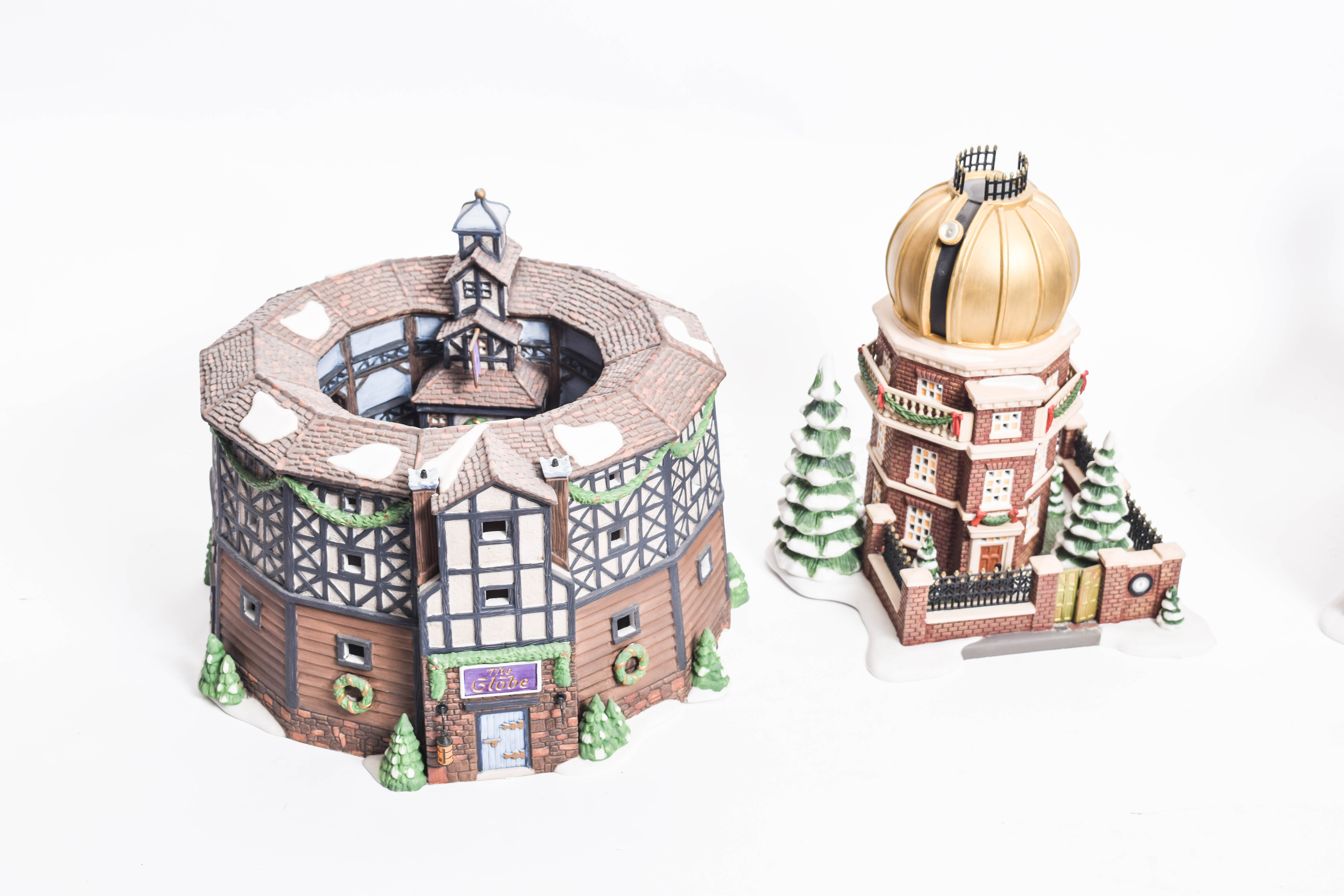 Collection of Department 56 Village Series Ceramic Houses and Village Buildings