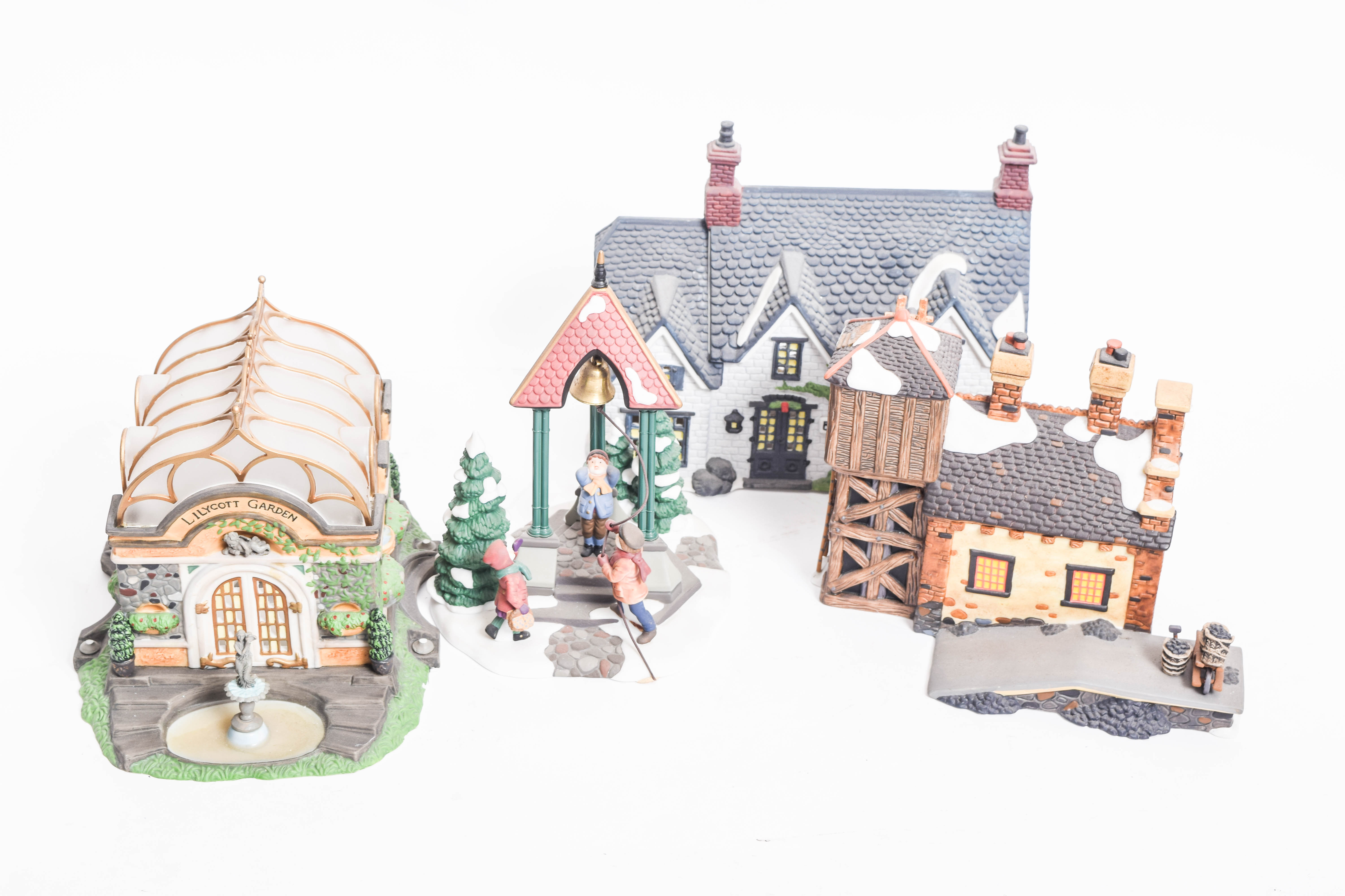 Collection of Department 56 Village Series Ceramic Houses and Village Buildings