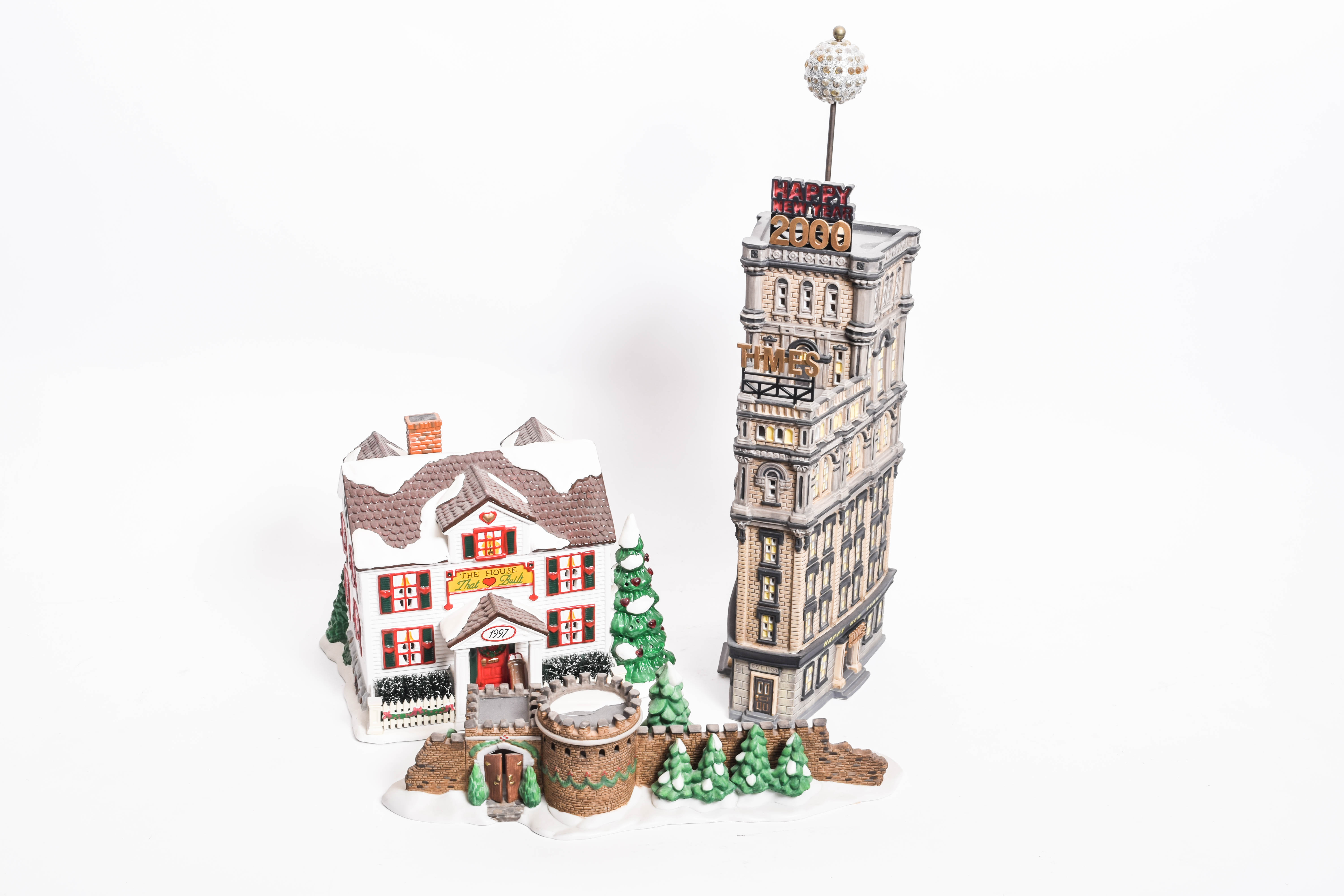 Collection of Department 56 Village Series Ceramic Houses and Village Buildings