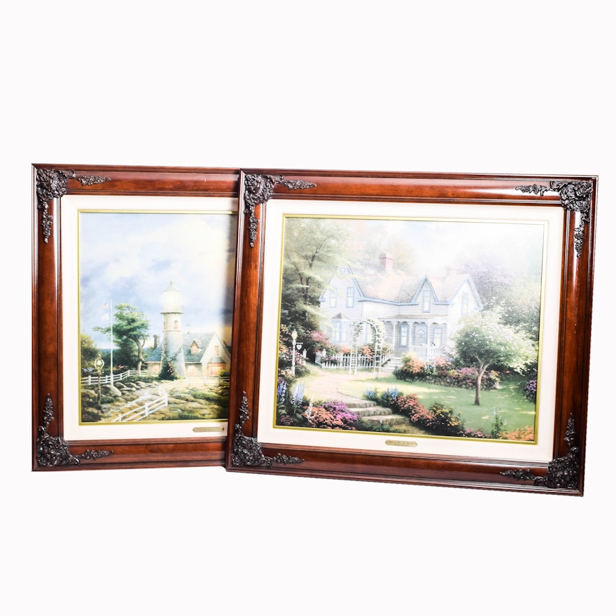 Pair of Framed Limited Edition Offset Lithographs on Canvas After Thomas Kinkade