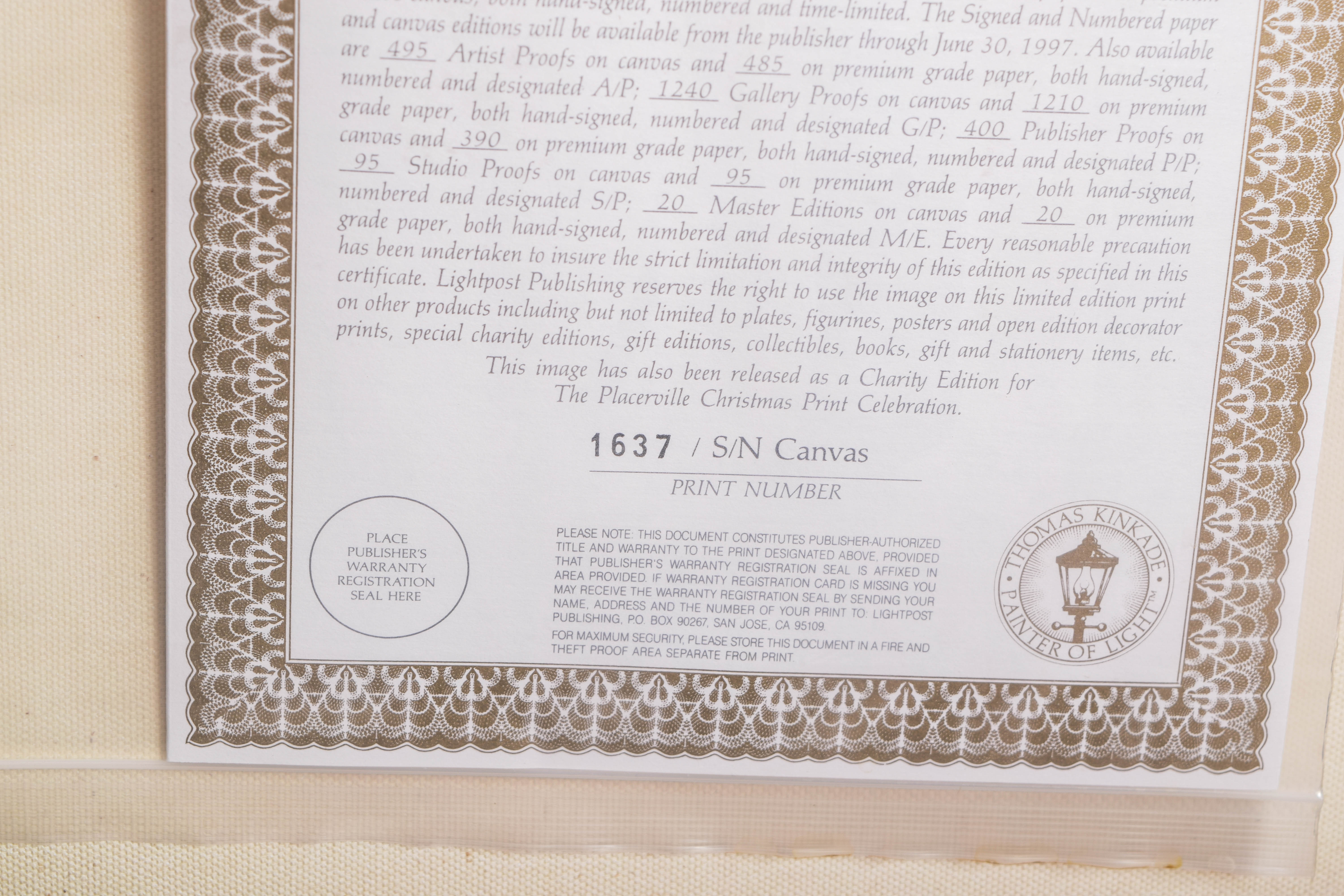 Pair of Framed Limited Edition Offset Lithographs on Canvas After Thomas Kinkade