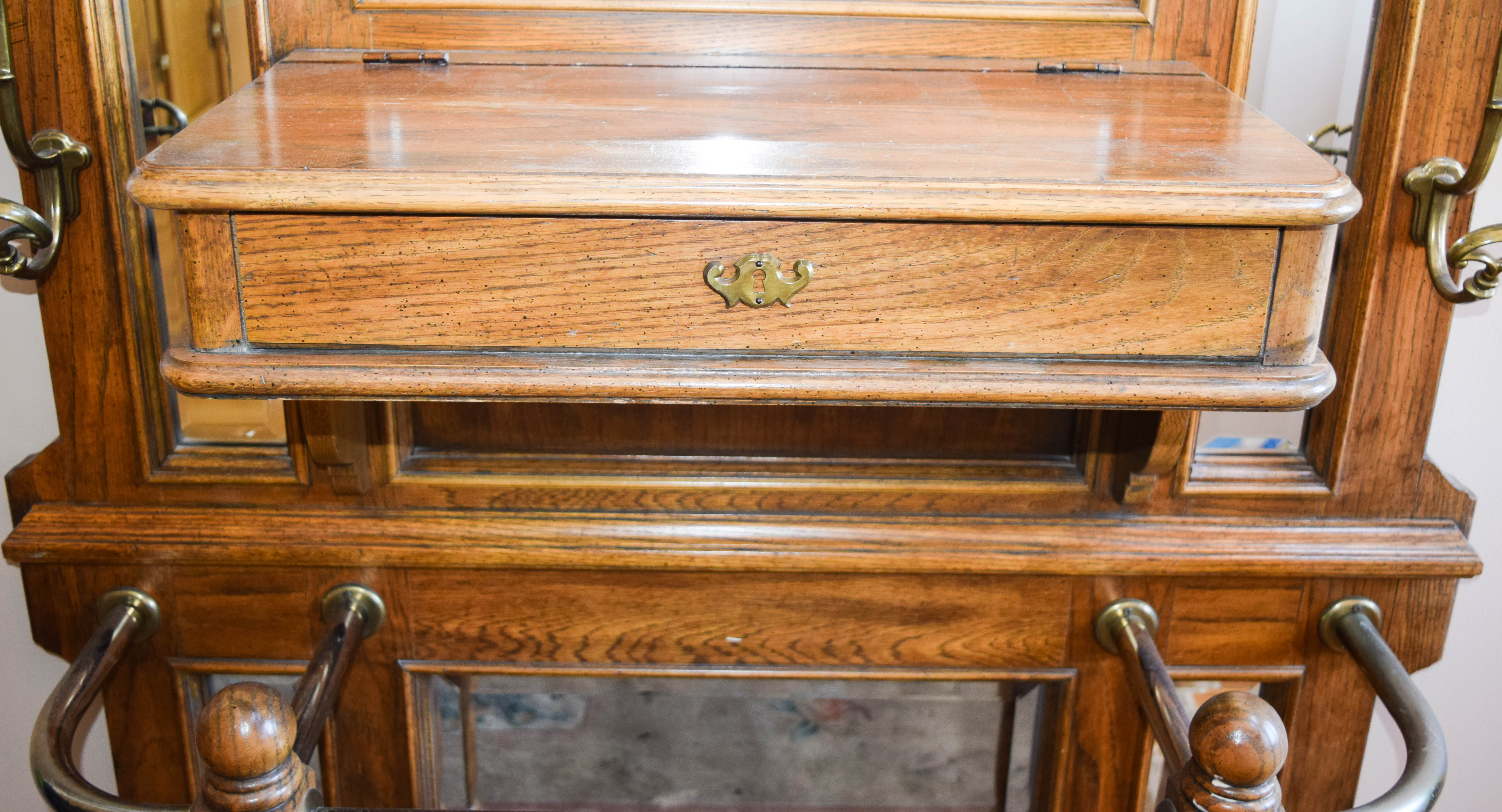 Antique Oak Hall Tree