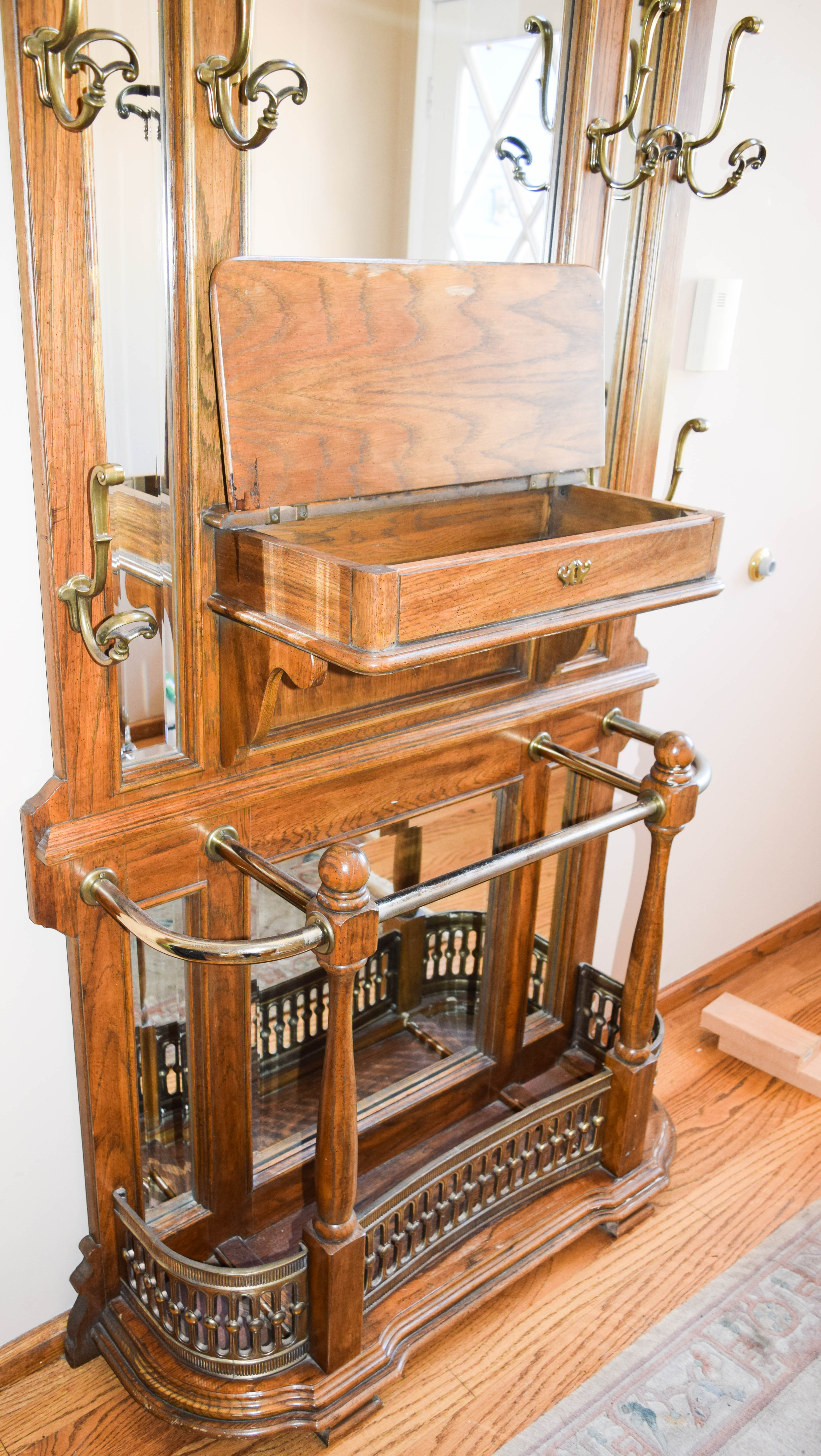 Antique Oak Hall Tree