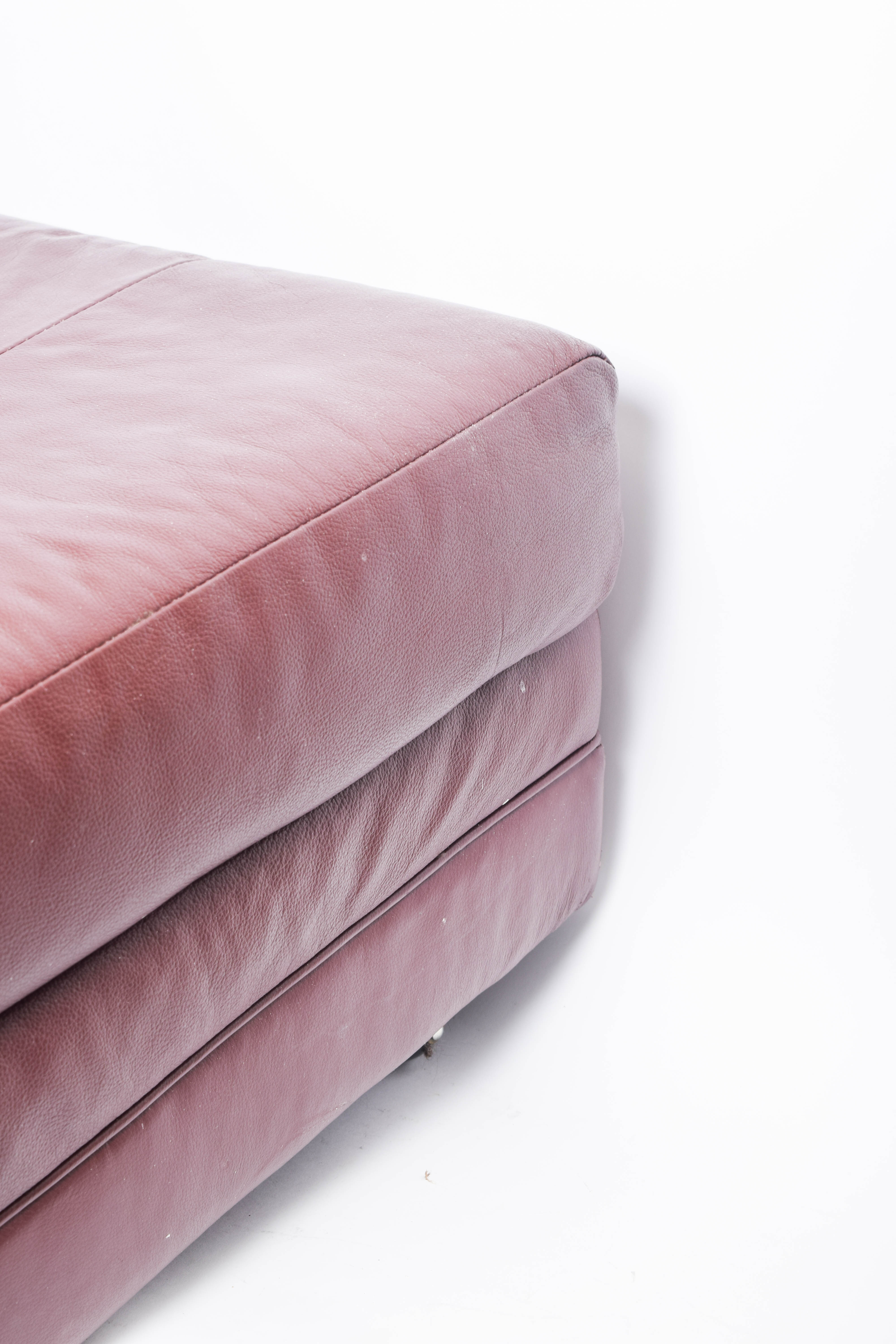 Red Faux Leather Ottoman on Wheels