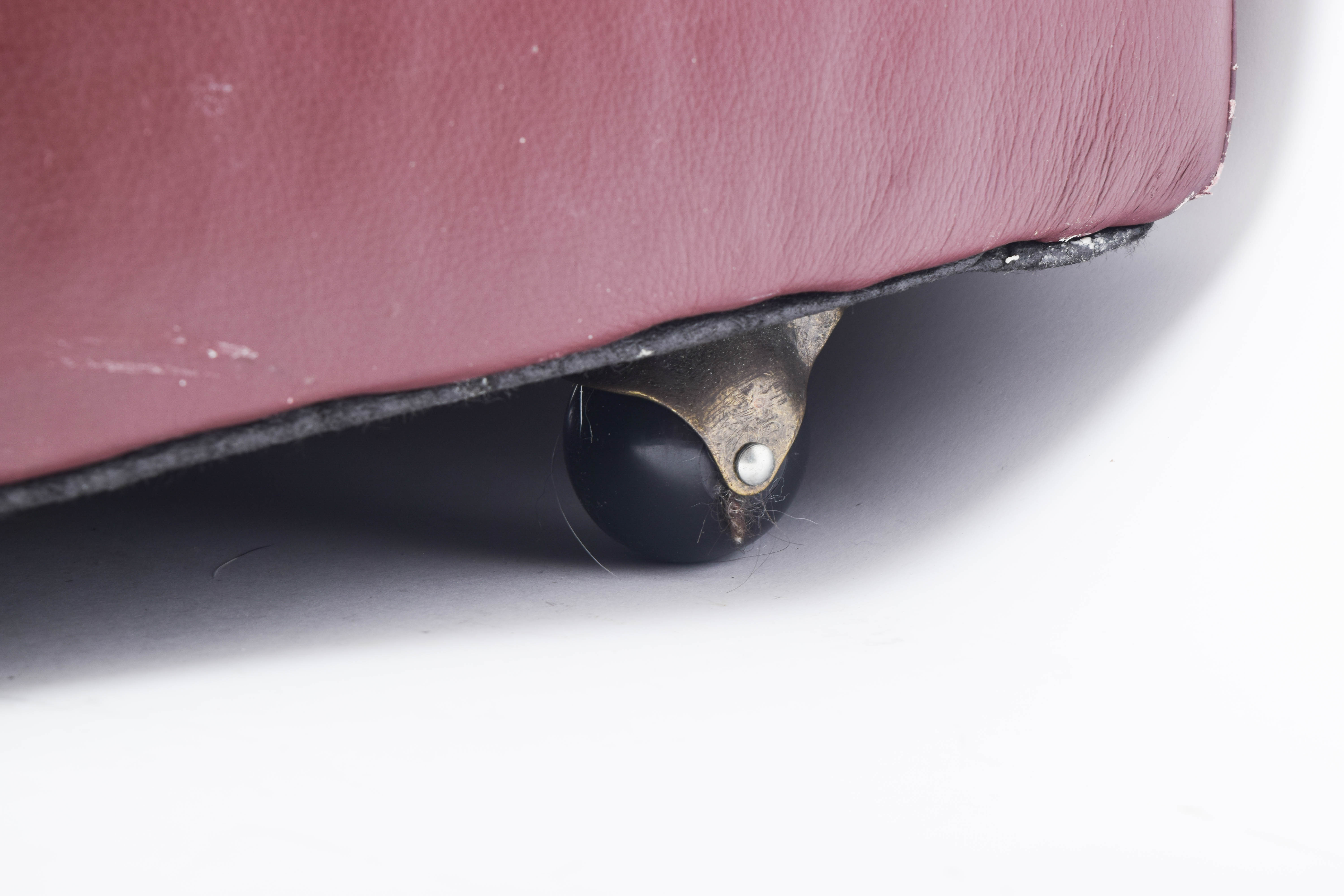 Red Faux Leather Ottoman on Wheels