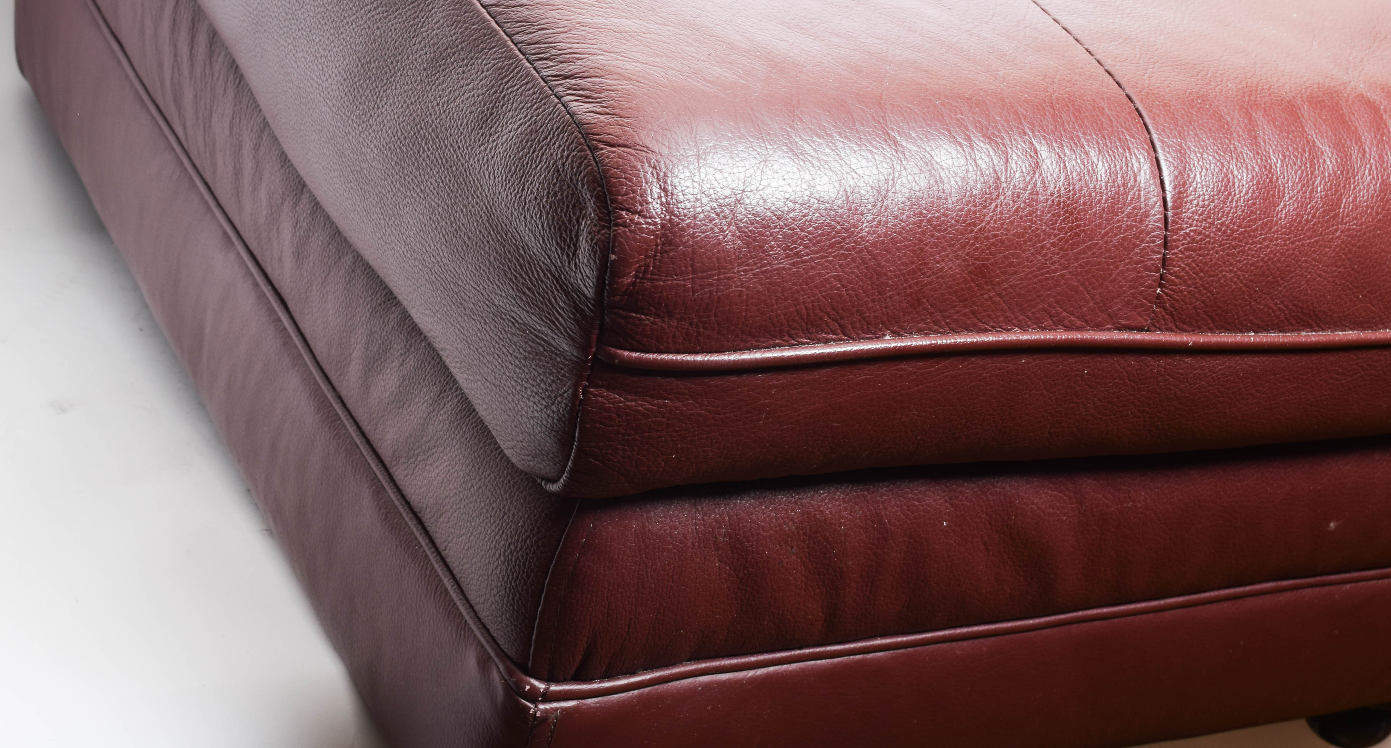 Red Faux Leather Ottoman on Wheels