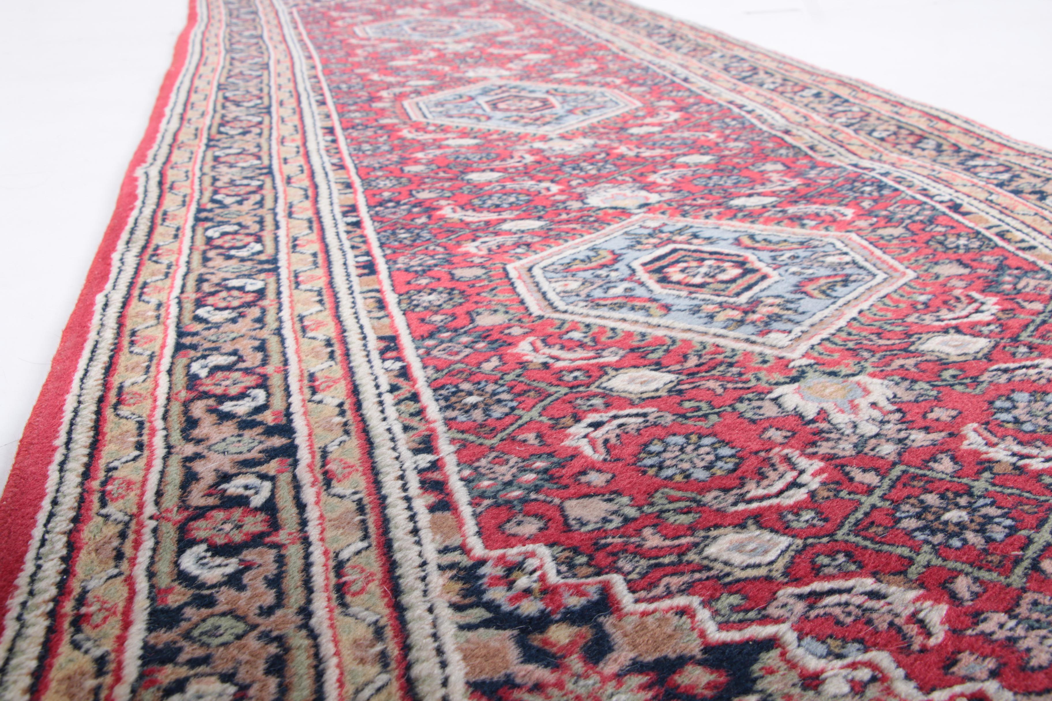 Vintage Hand-Knotted Bijar Wool Carpet Runner