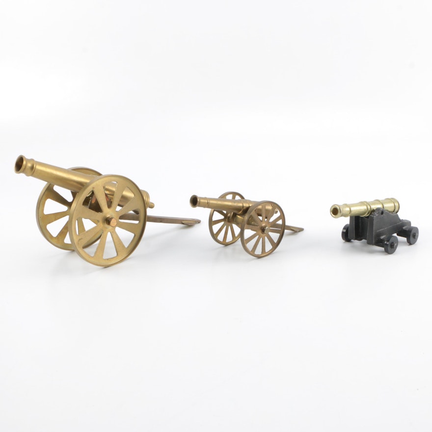 Brass Cannon Figurines Including Penncraft