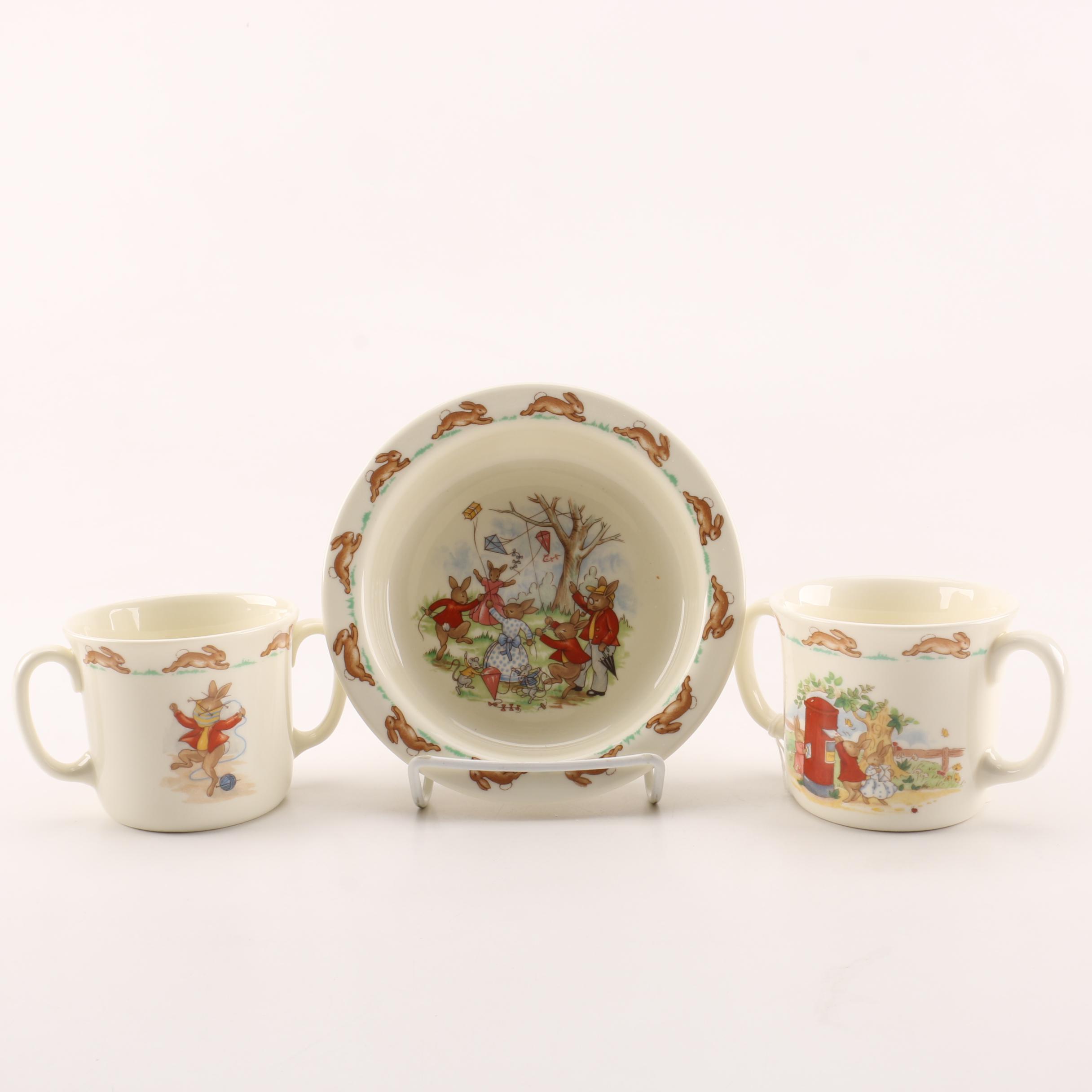 Vintage Royal Doulton Bunnykins Cups And Bowl