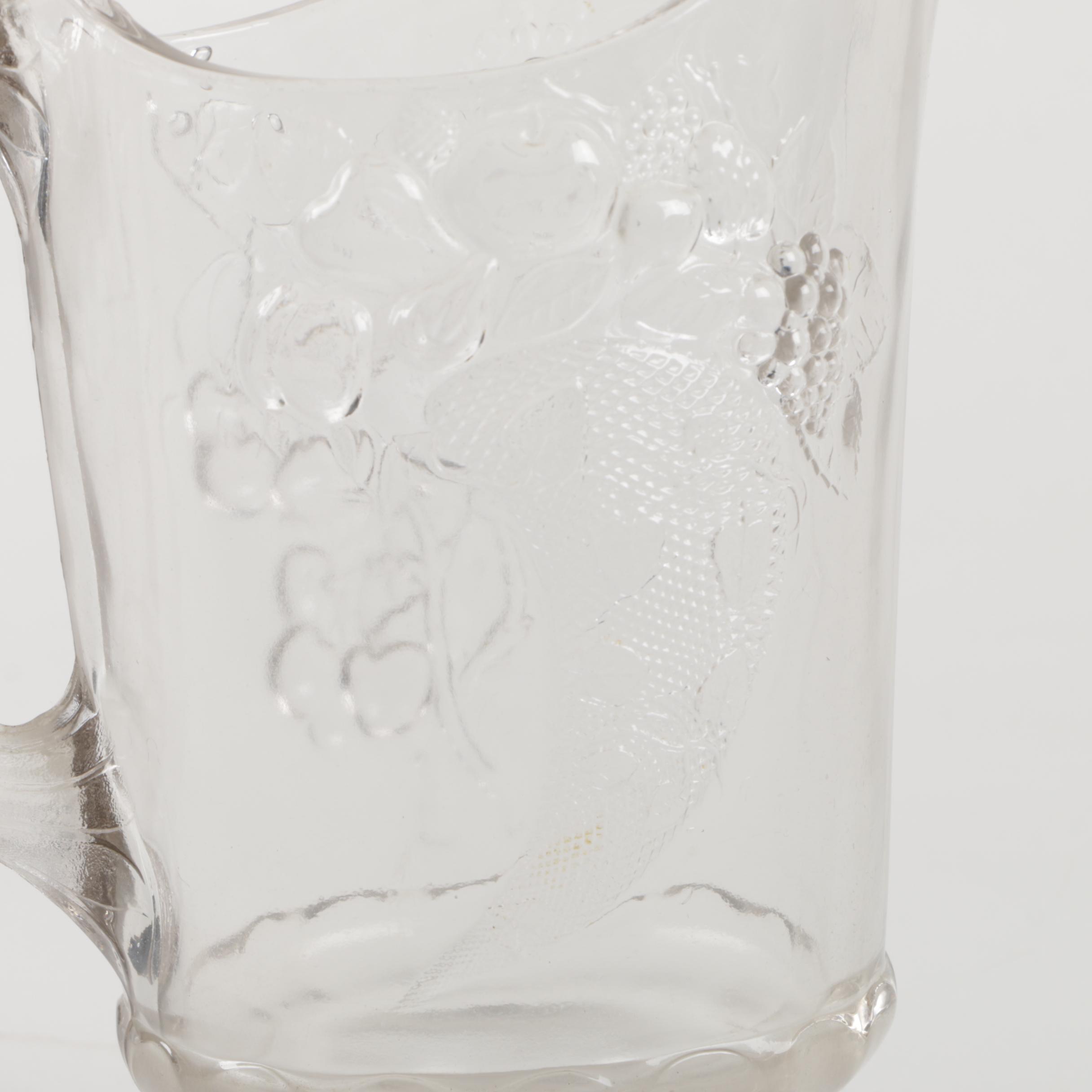 Vintage Pressed Glass Pitcher and Lidded Candy Dish