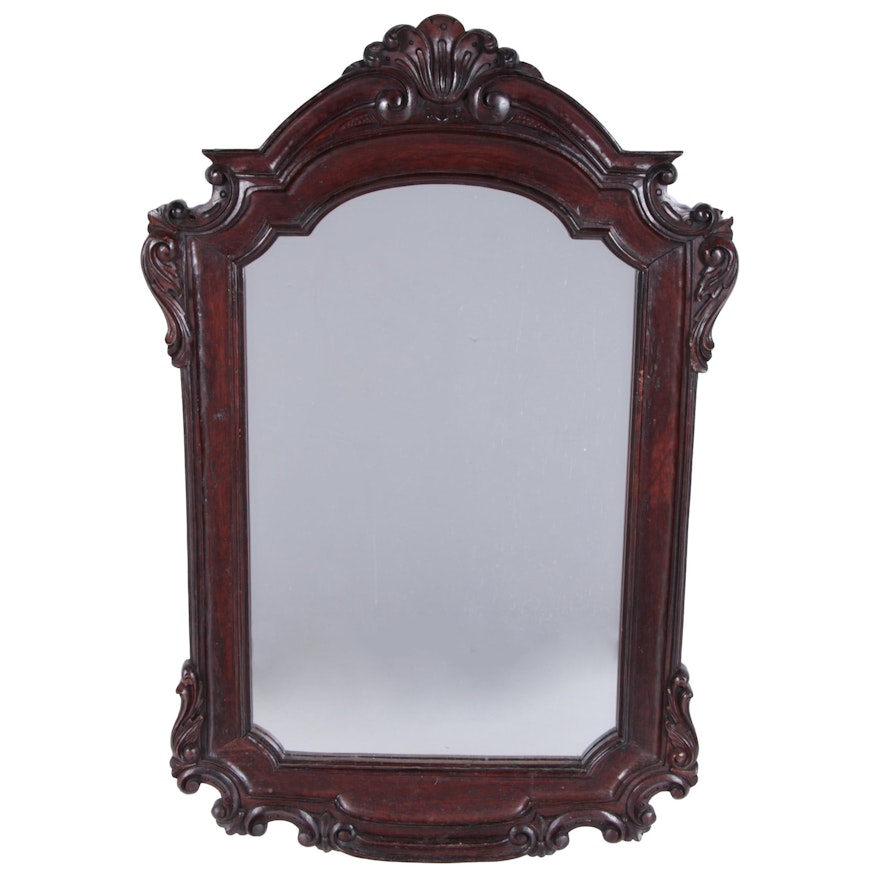 Vintage Carved Mahogany Baroque Style Mirror