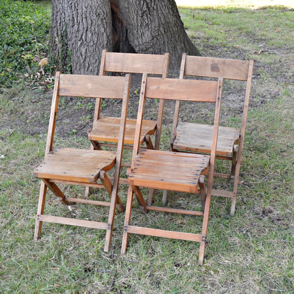 Vintage Snyder Chair Company Wooden Folding Chairs