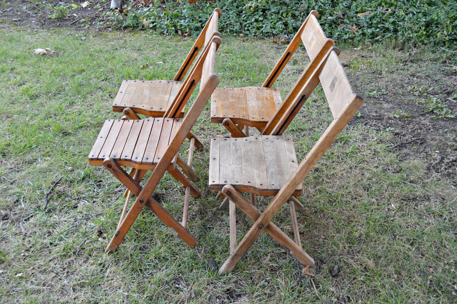 Vintage Snyder Chair Company Wooden Folding Chairs