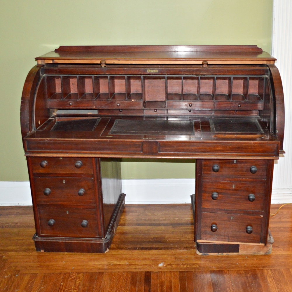 Antique Victorian Cylinder Roll-Top Desk