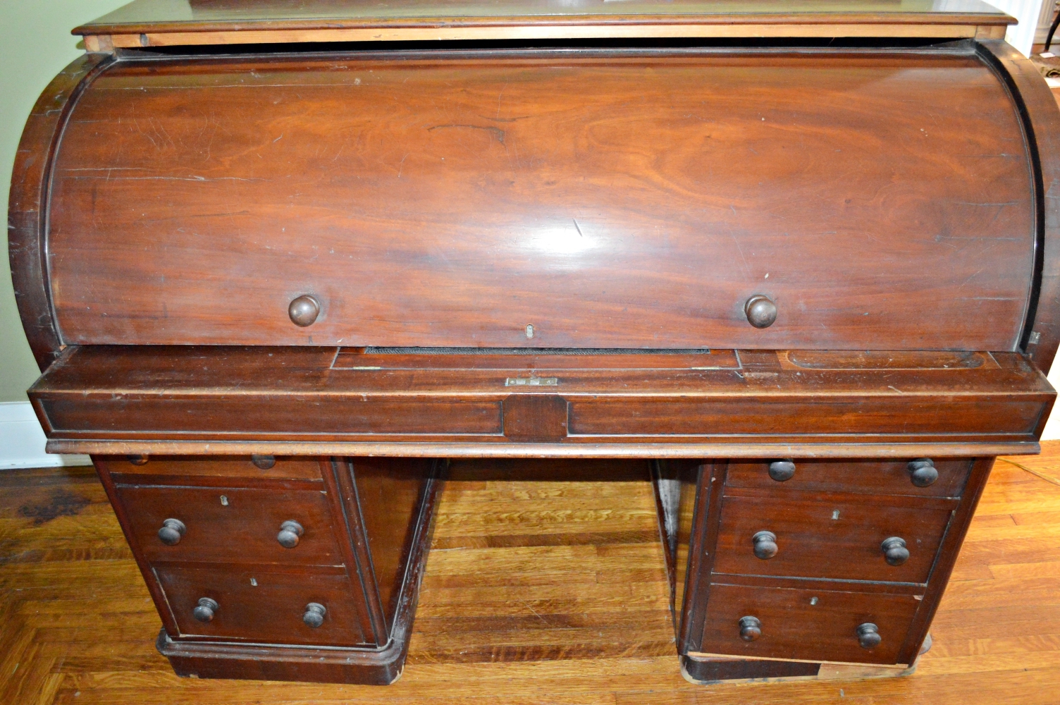 Antique Victorian Cylinder Roll-Top Desk